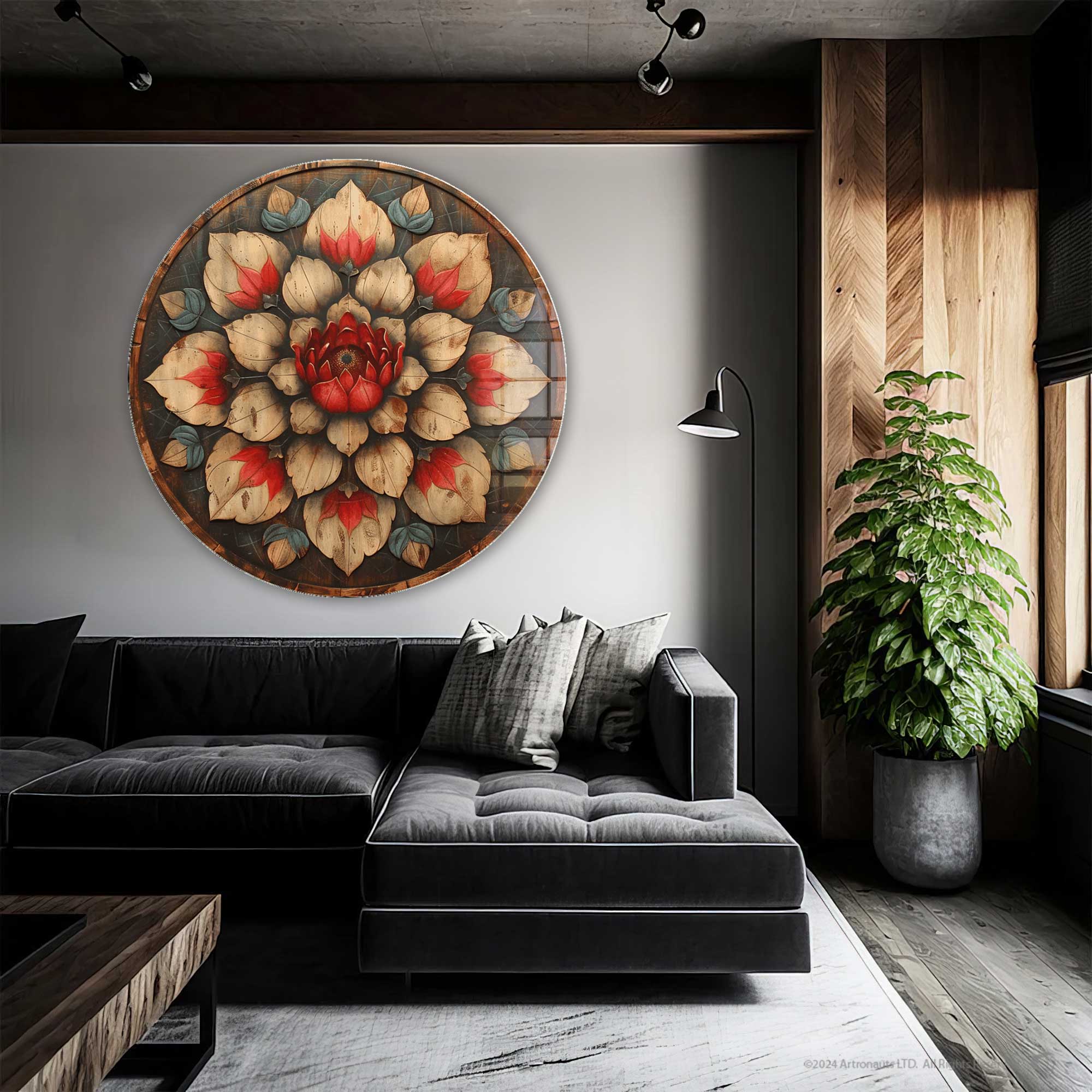 Artronauts Glass Print Vintage Rose - Rounded Glass Wall Art