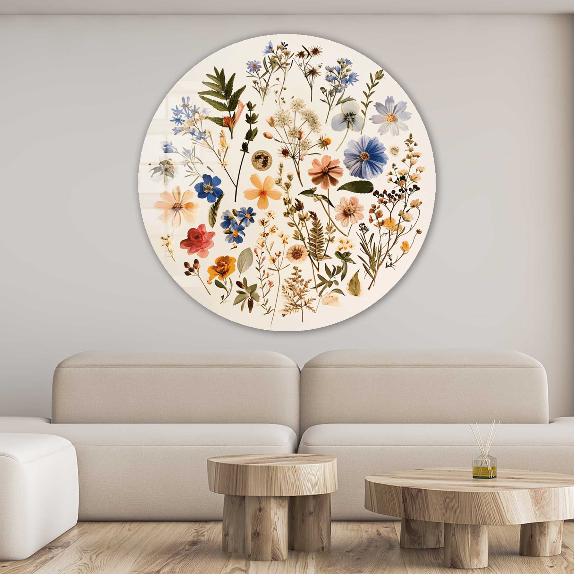 Artronauts Glass Print Floral World - Rounded Glass Wall Art