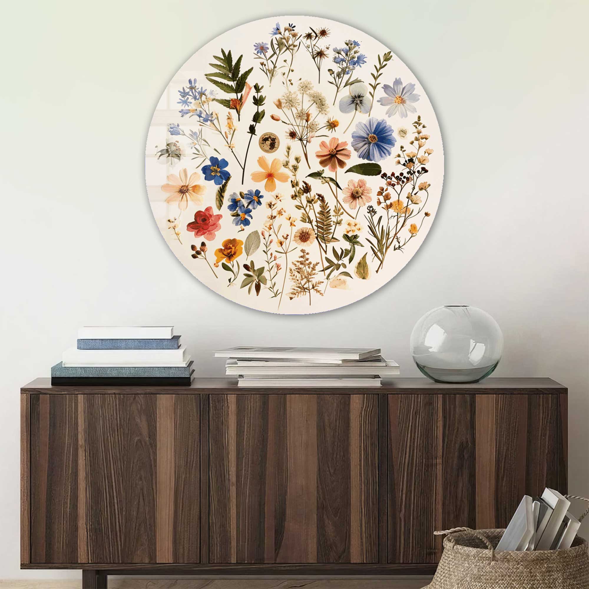 Artronauts Glass Print Floral World - Rounded Glass Wall Art