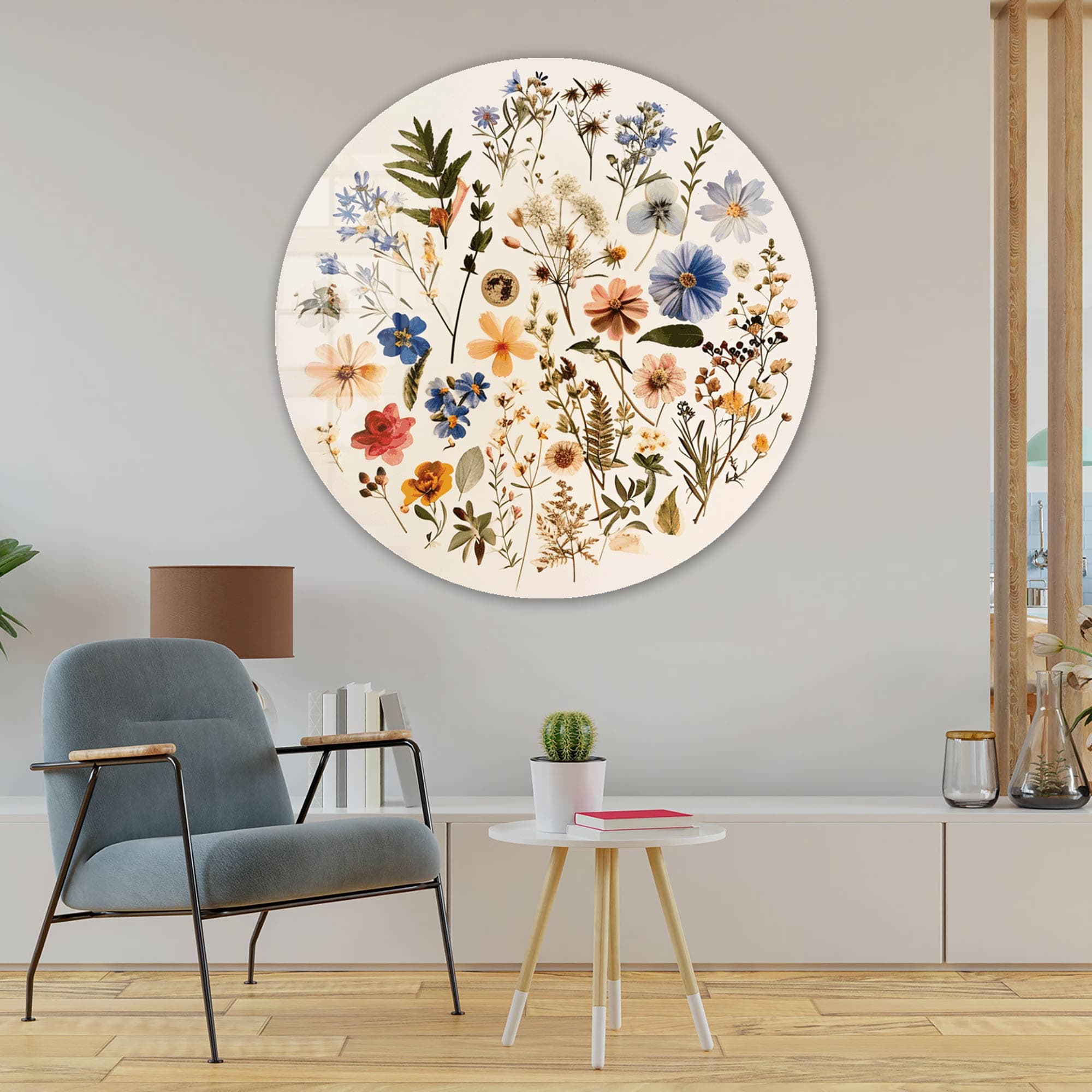 Artronauts Glass Print Floral World - Rounded Glass Wall Art
