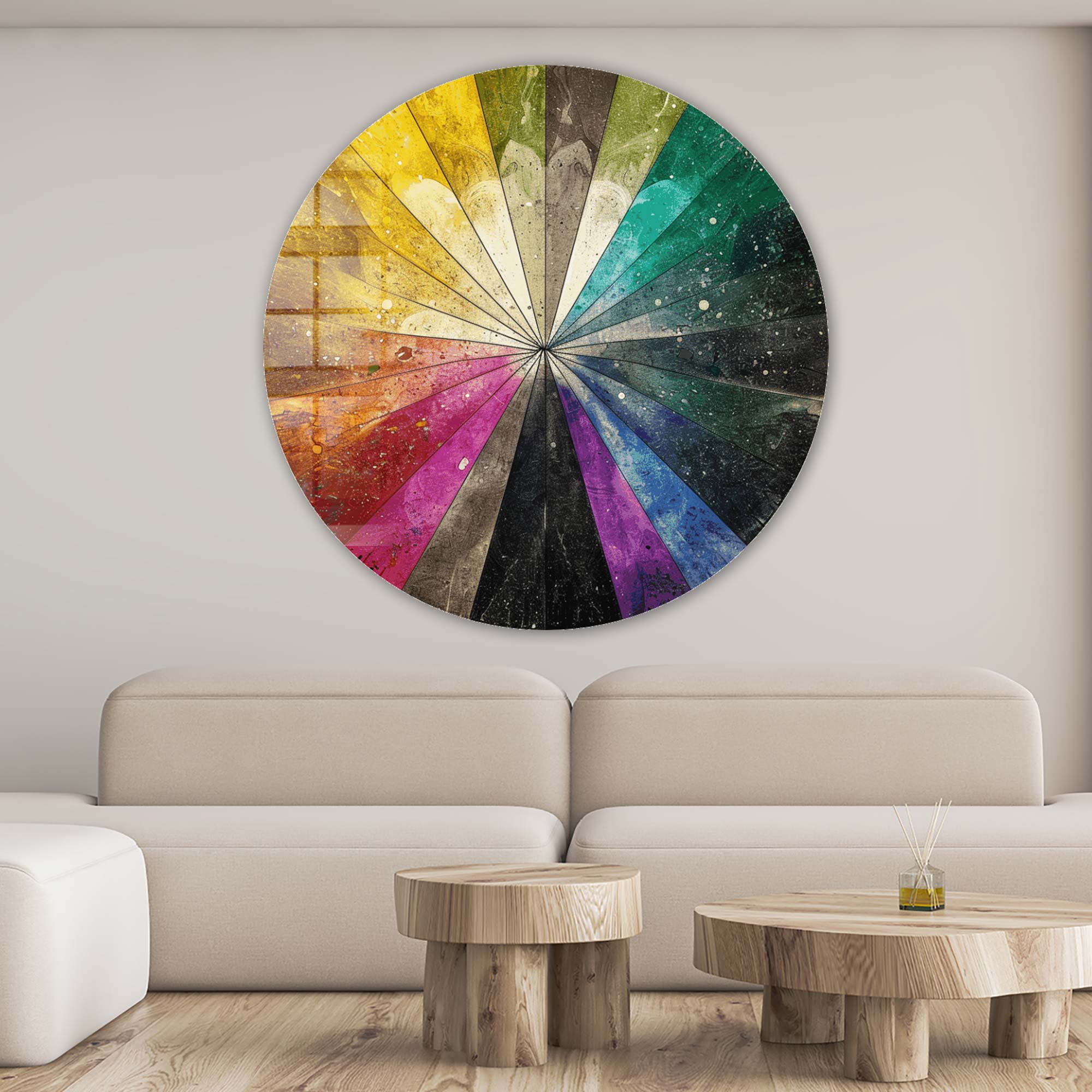 Colourful Slices - Rounded Glass Wall Art