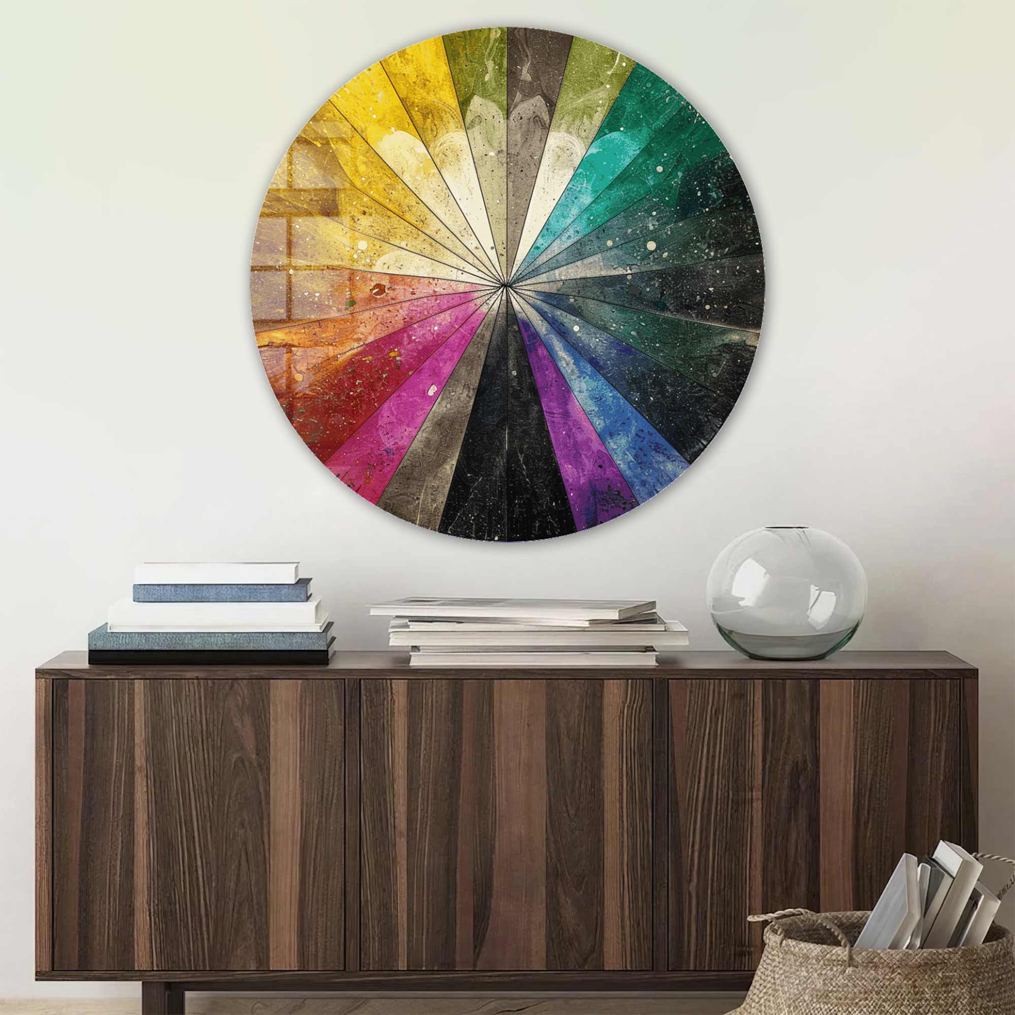 Colourful Slices - Rounded Glass Wall Art