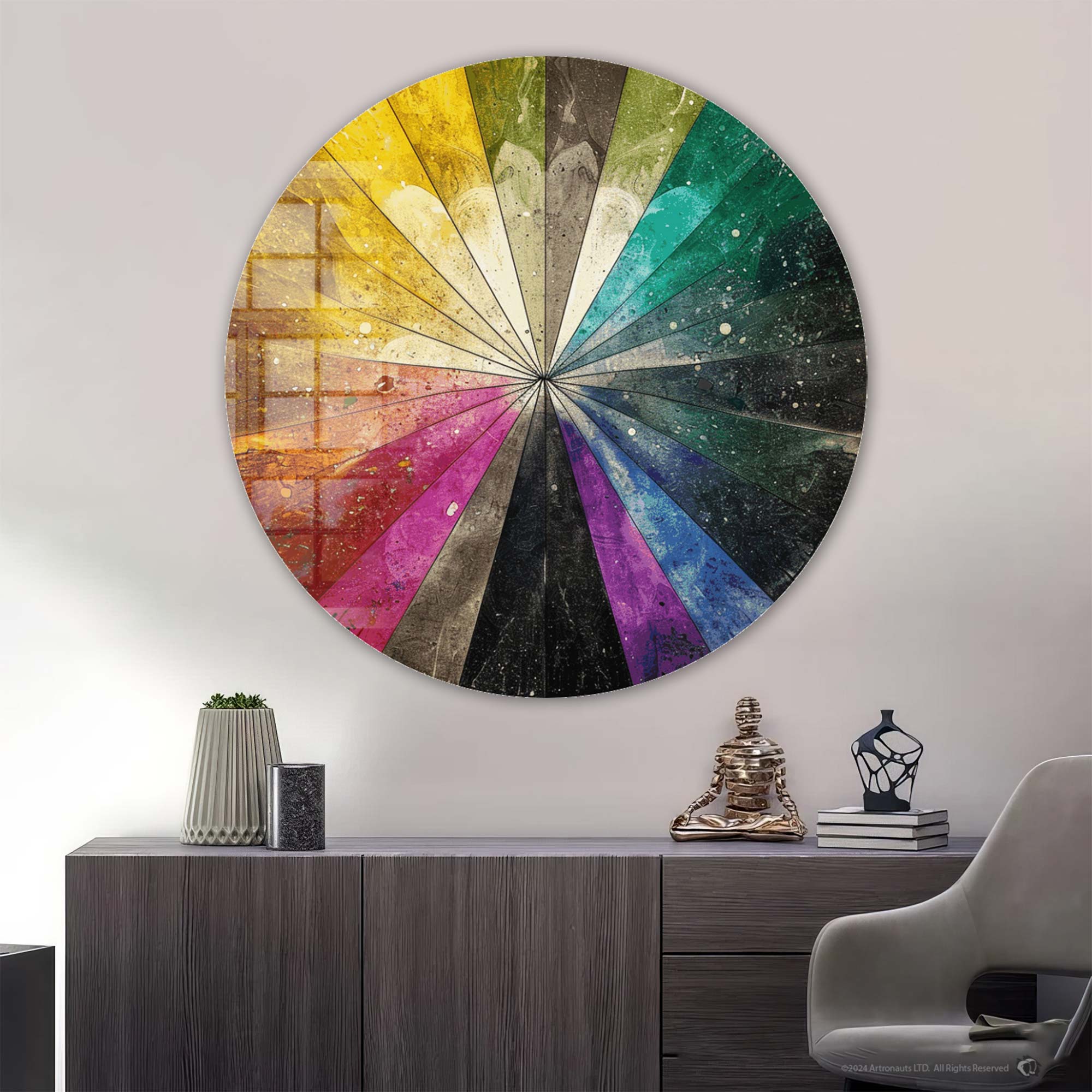 Colourful Slices - Rounded Glass Wall Art