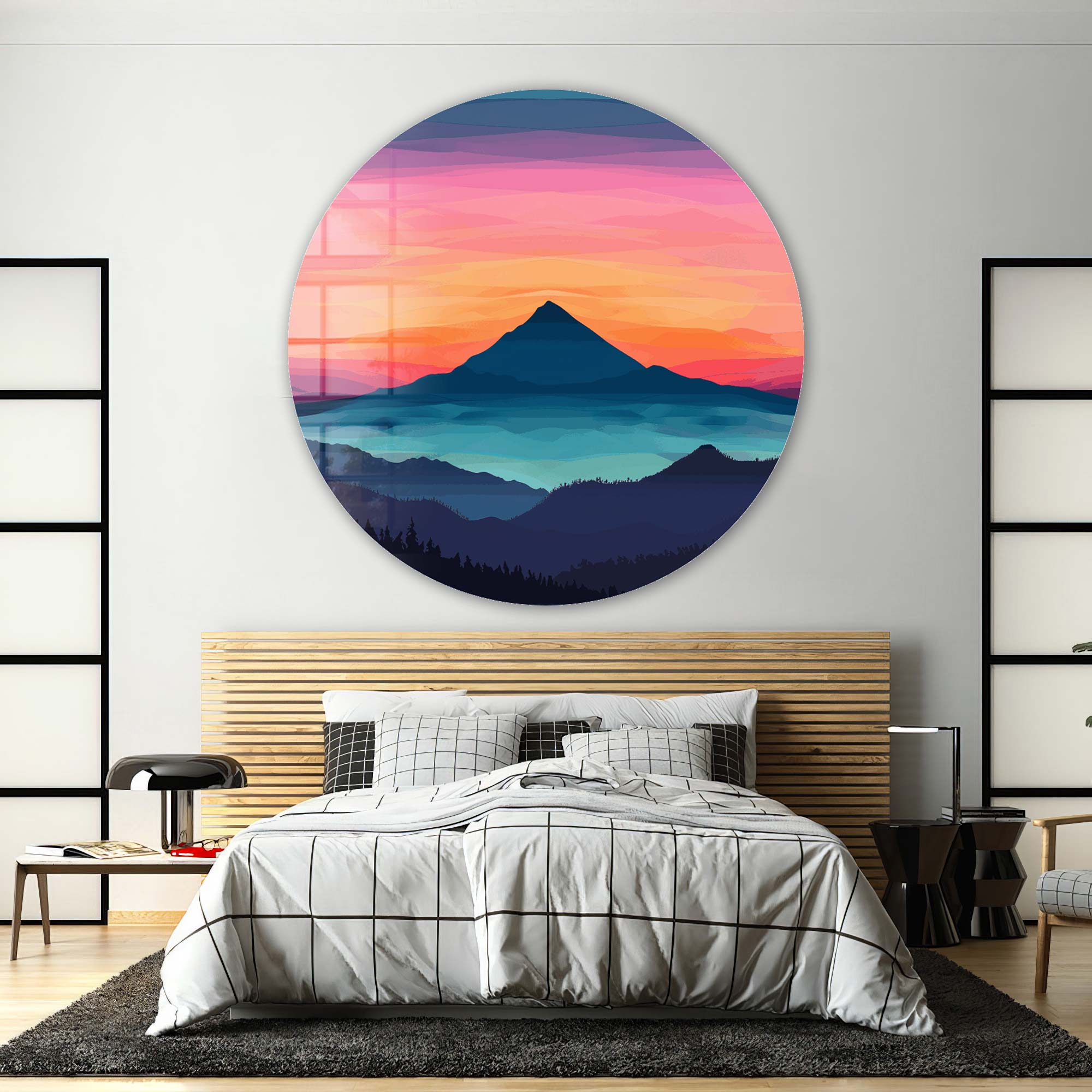 Layers of Sunset - Rounded Glass Wall Art