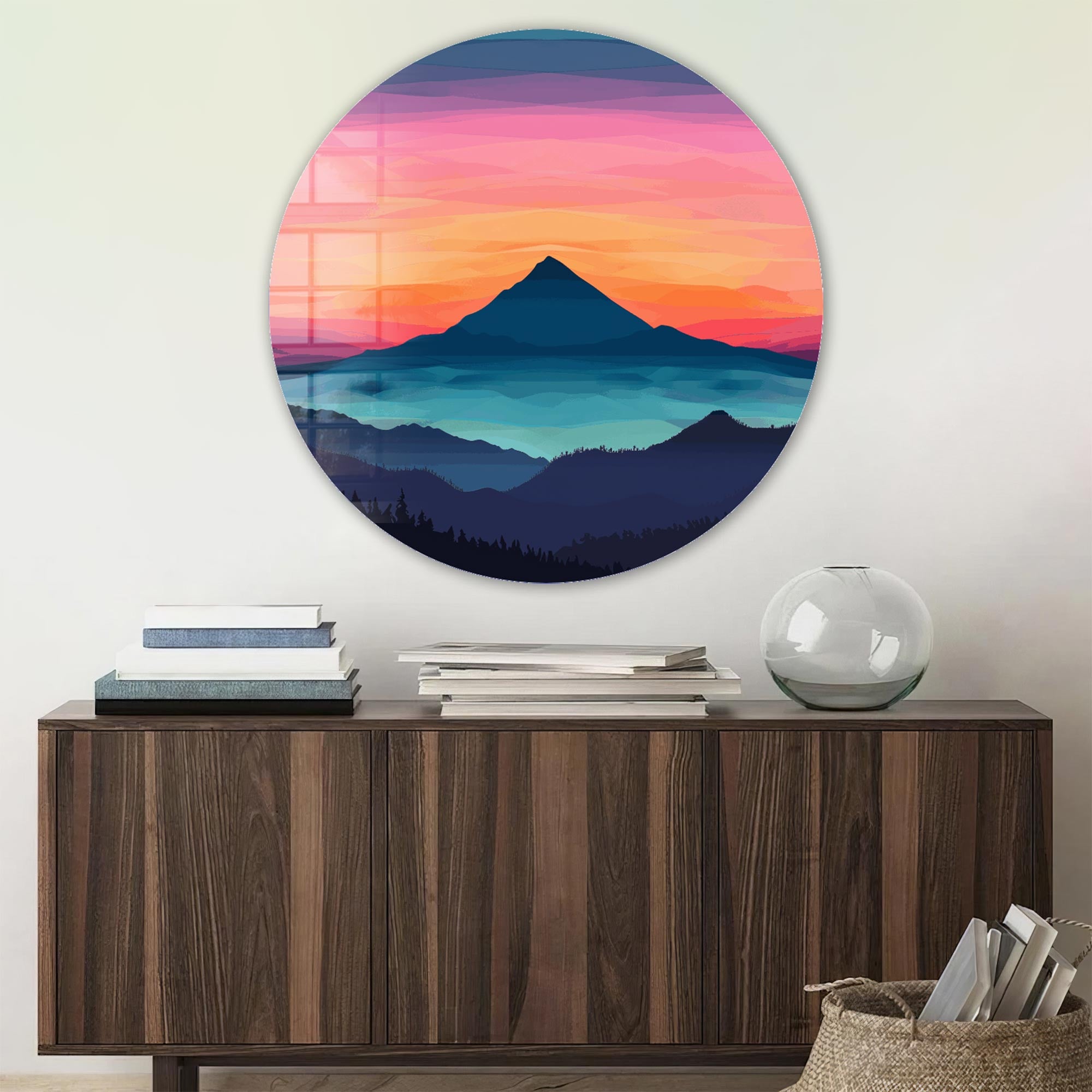Layers of Sunset - Rounded Glass Wall Art