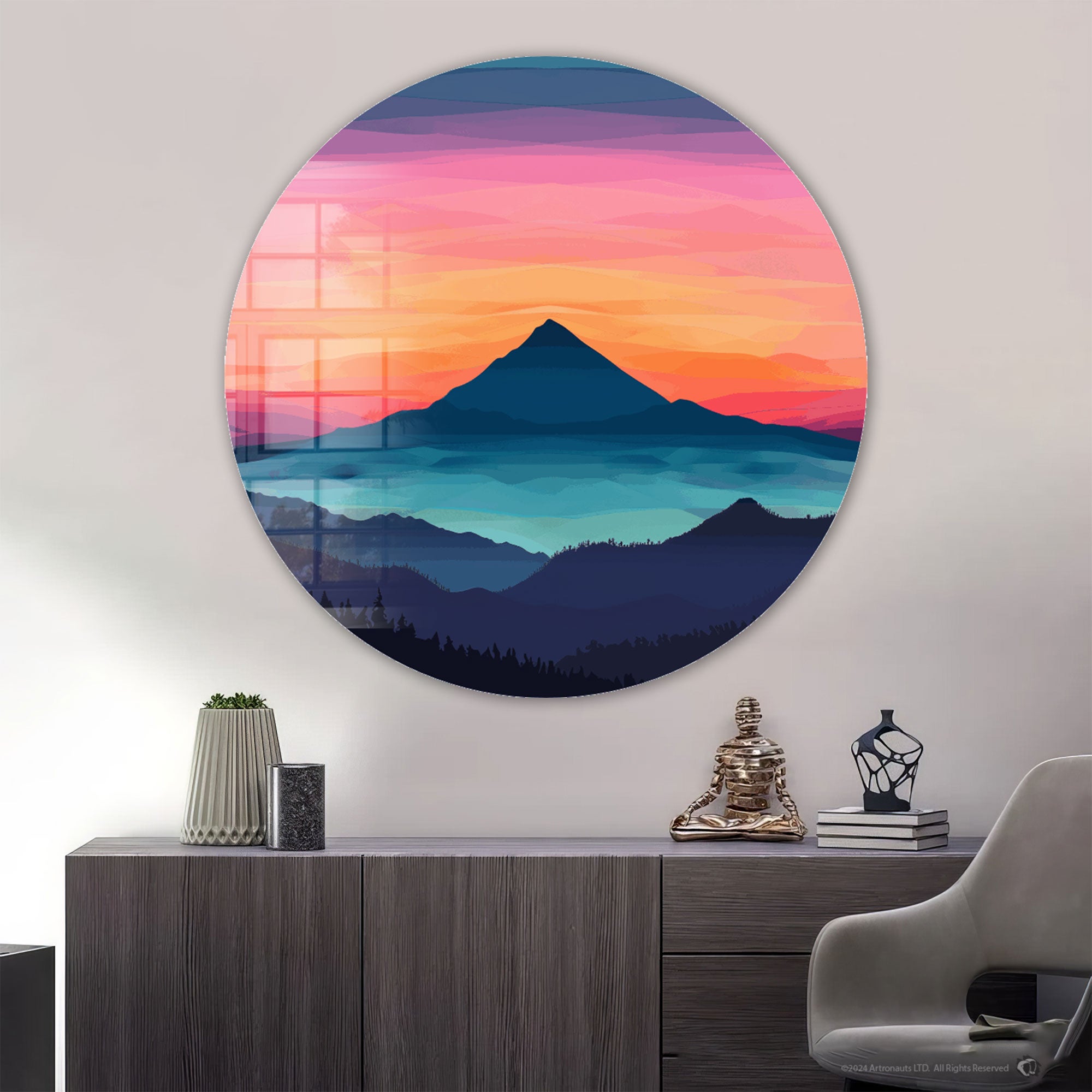 Layers of Sunset - Rounded Glass Wall Art