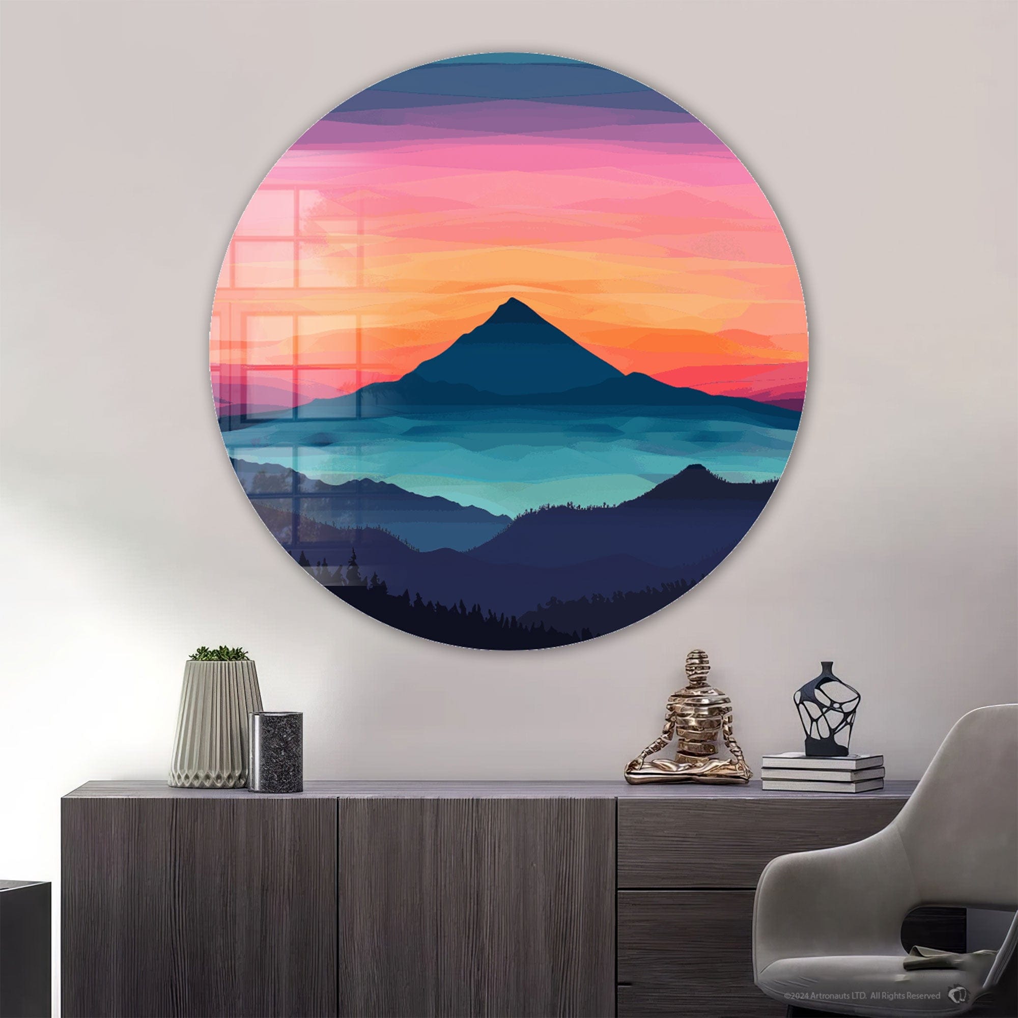 Artronauts Glass Print Layers of Sunset - Rounded Glass Wall Art