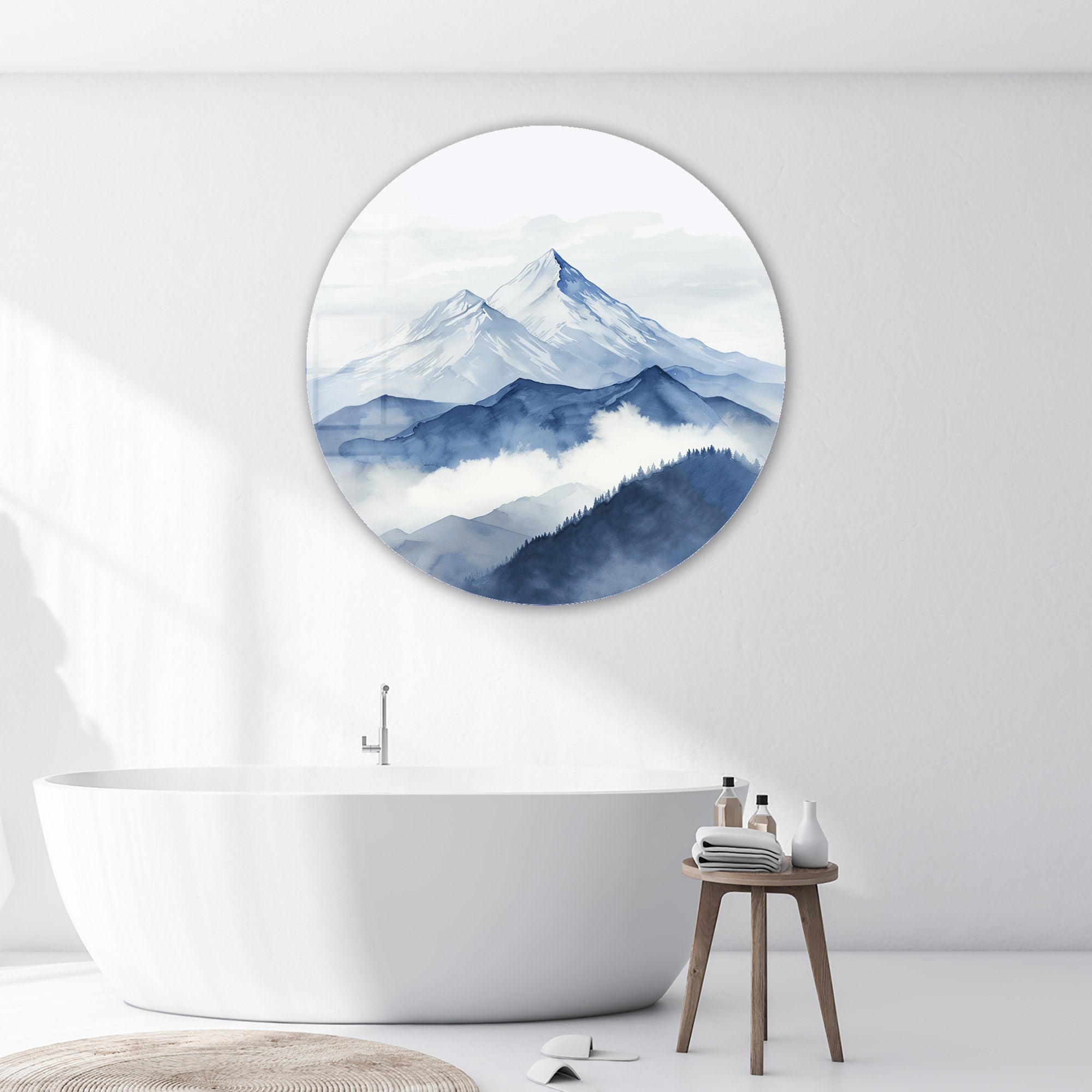 Layers of Blue - Rounded Glass Wall Art