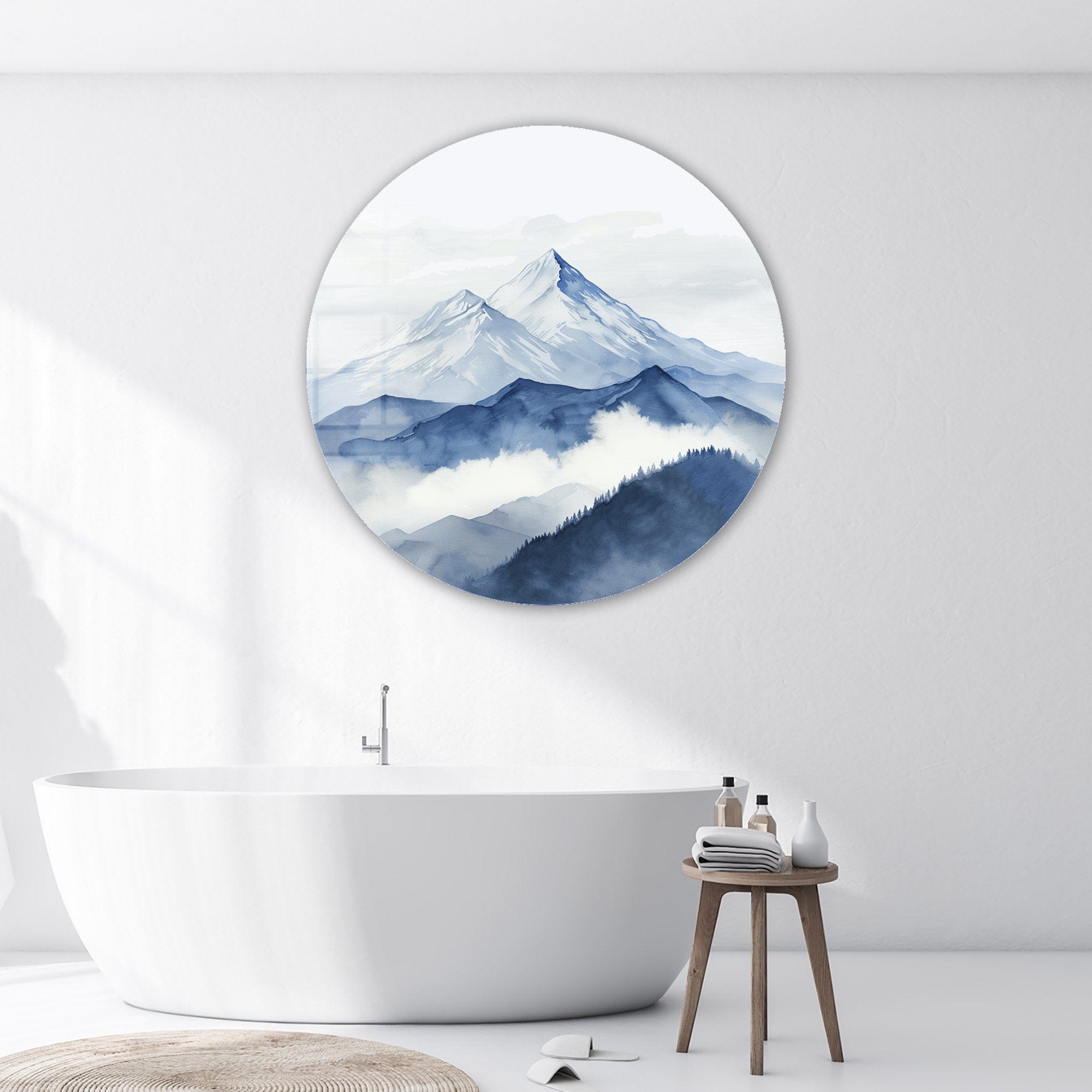 Artronauts Glass Print Layers of Blue - Rounded Glass Wall Art