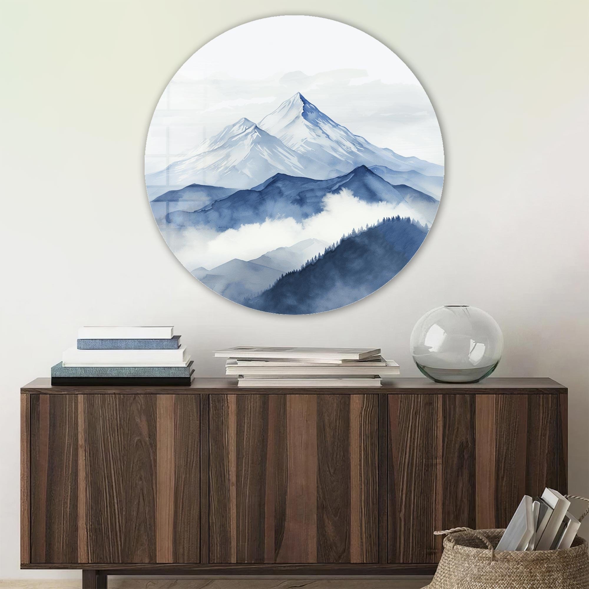 Artronauts Glass Print Layers of Blue - Rounded Glass Wall Art