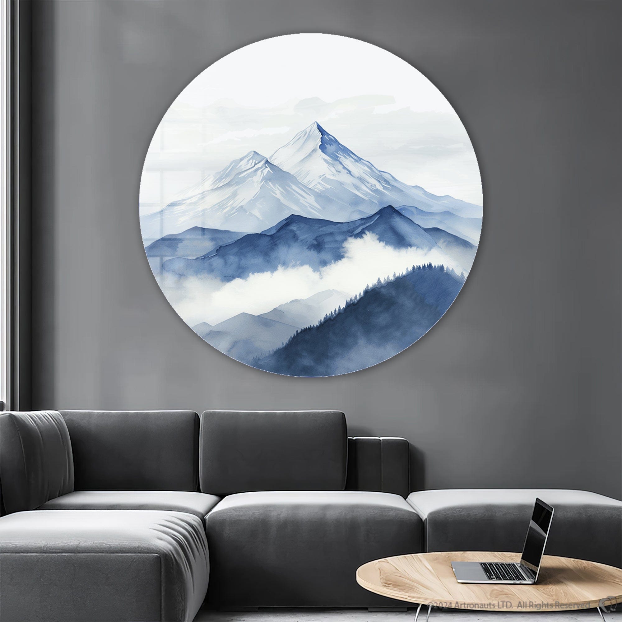 Artronauts Glass Print Layers of Blue - Rounded Glass Wall Art