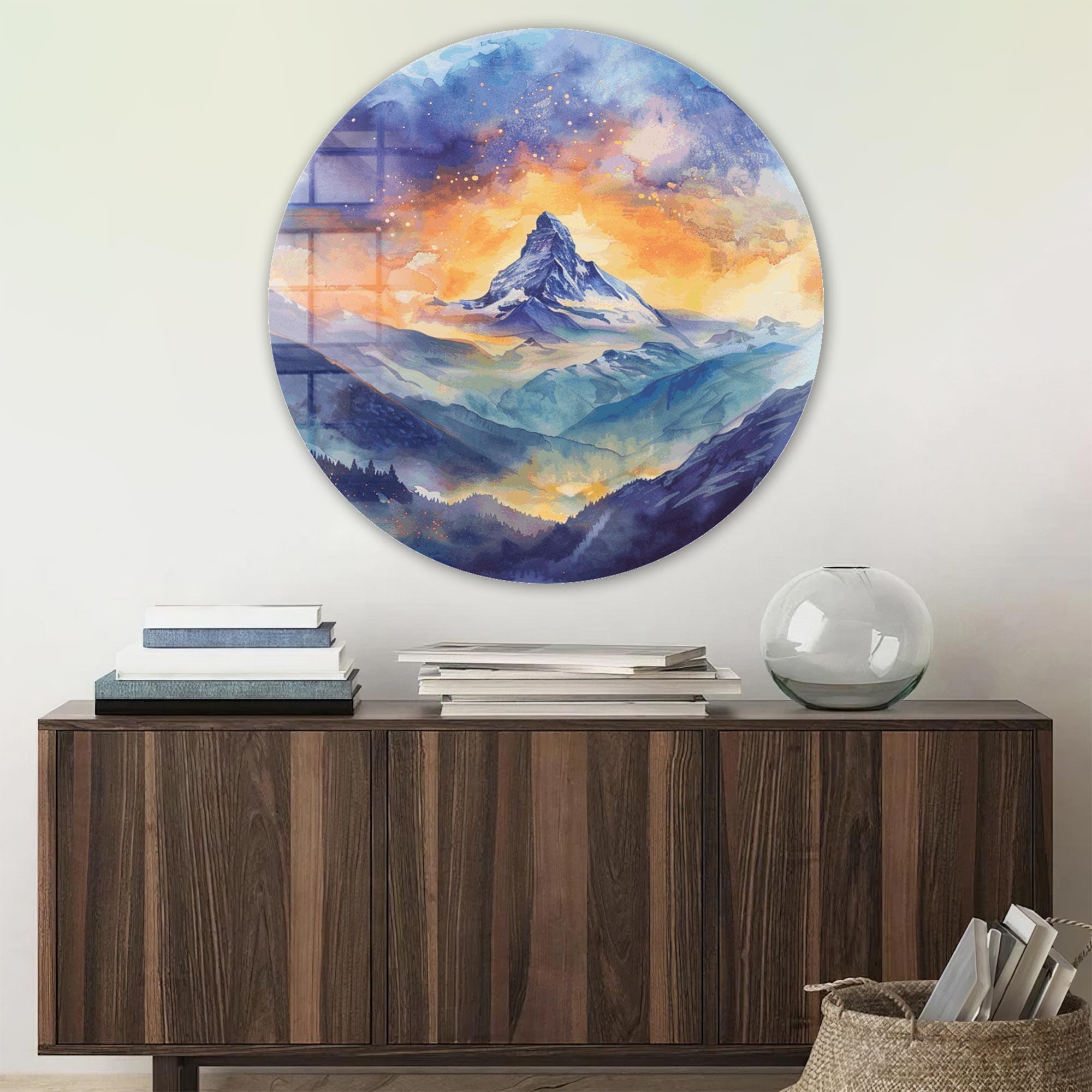 Artronauts Glass Print Peak on Clouds - Rounded Glass Wall Art
