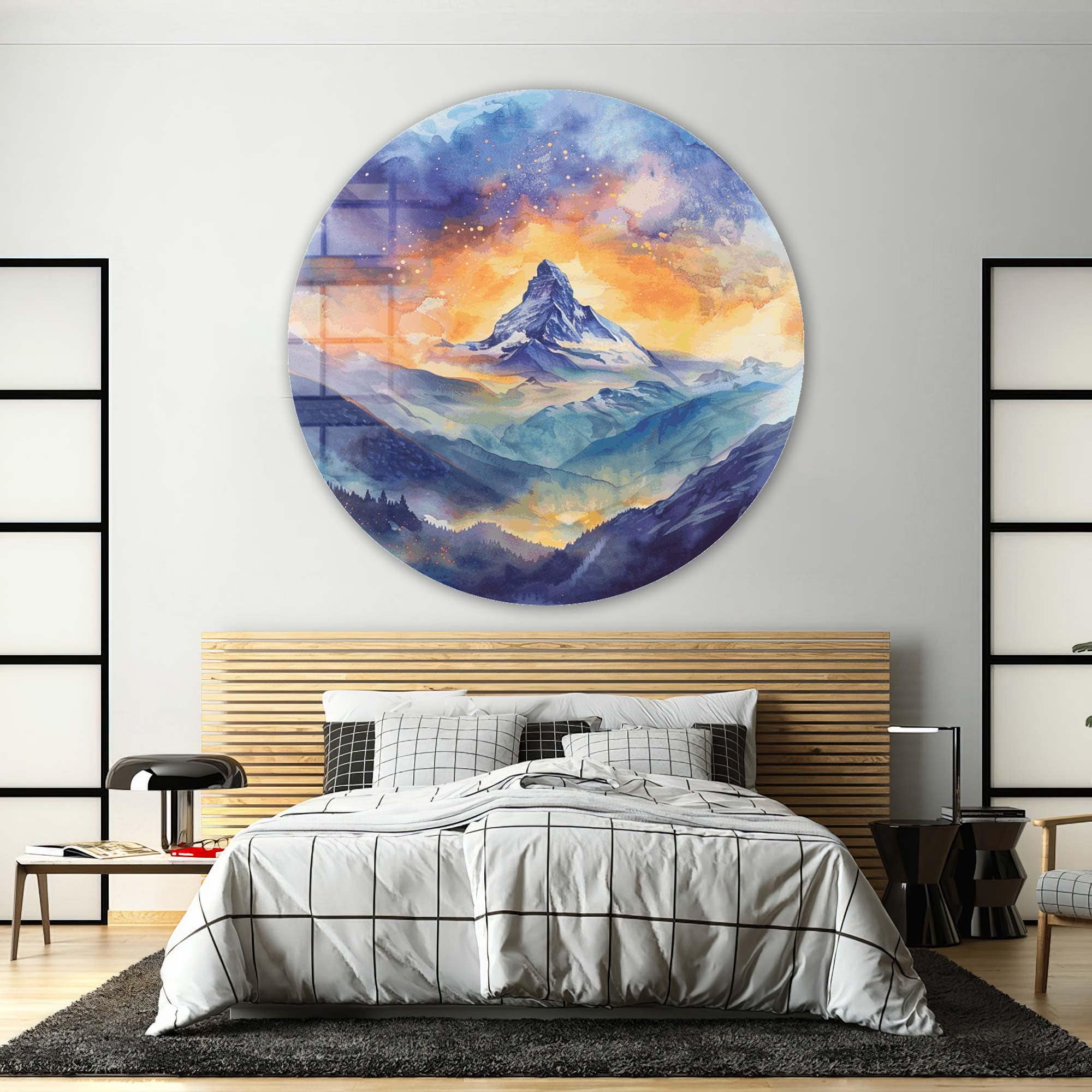 Artronauts Glass Print Peak on Clouds - Rounded Glass Wall Art