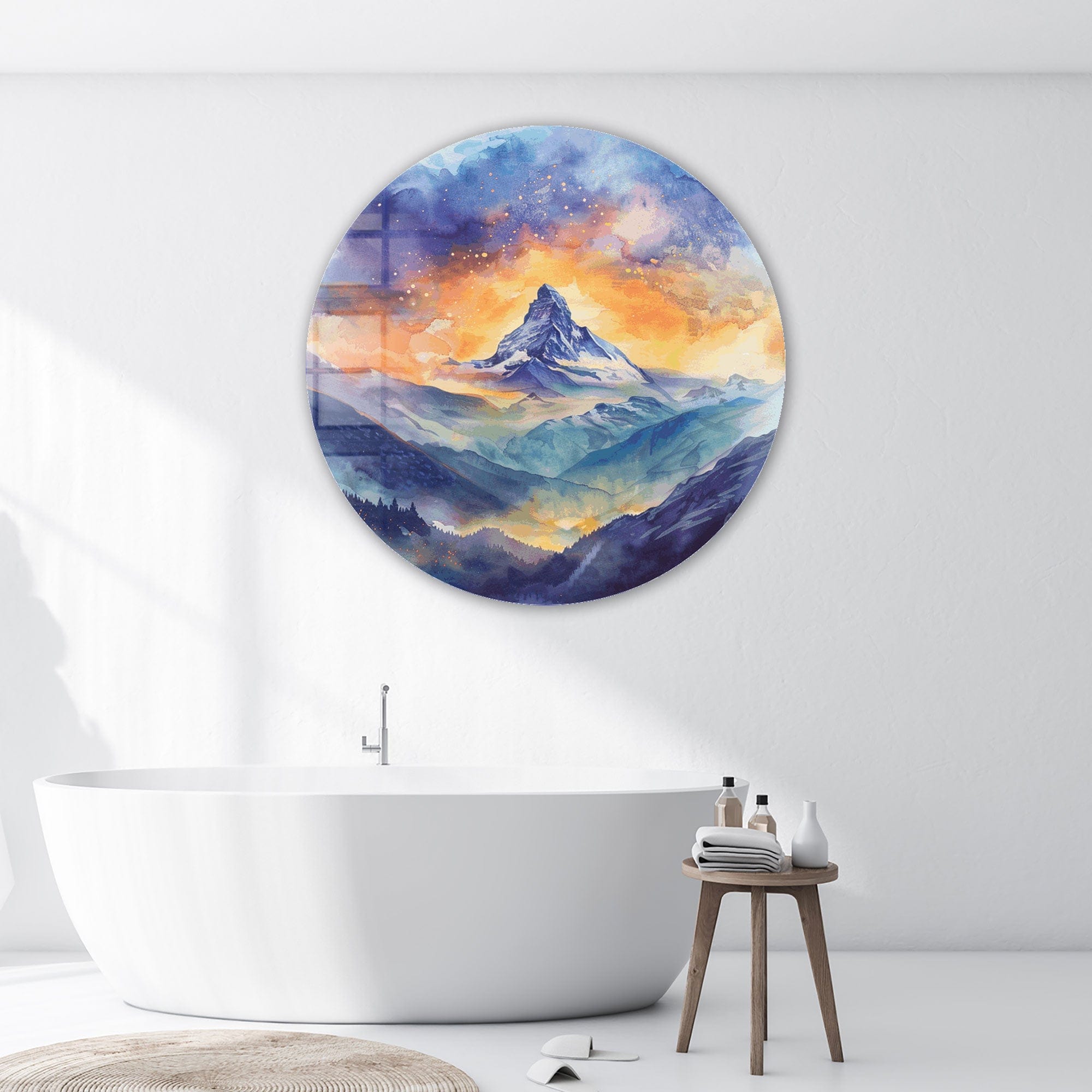 Artronauts Glass Print Peak on Clouds - Rounded Glass Wall Art