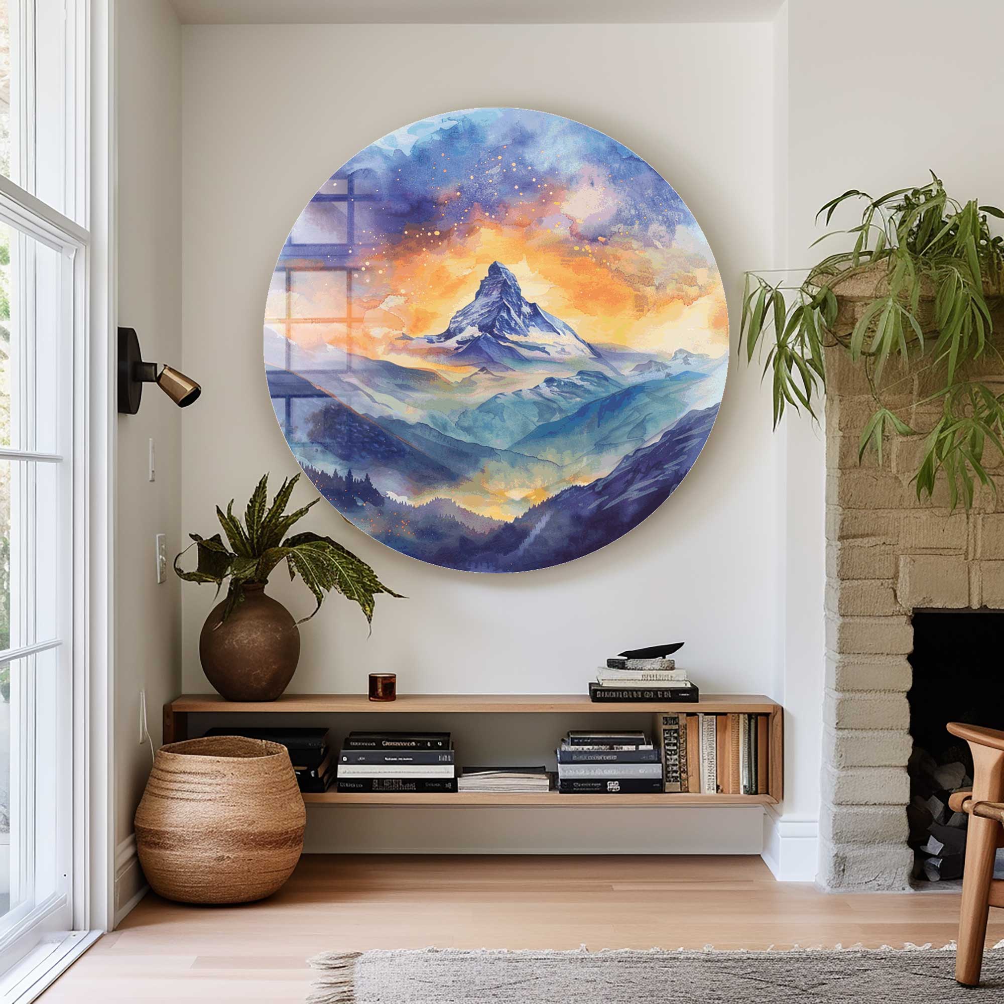 Artronauts Glass Print Peak on Clouds - Rounded Glass Wall Art