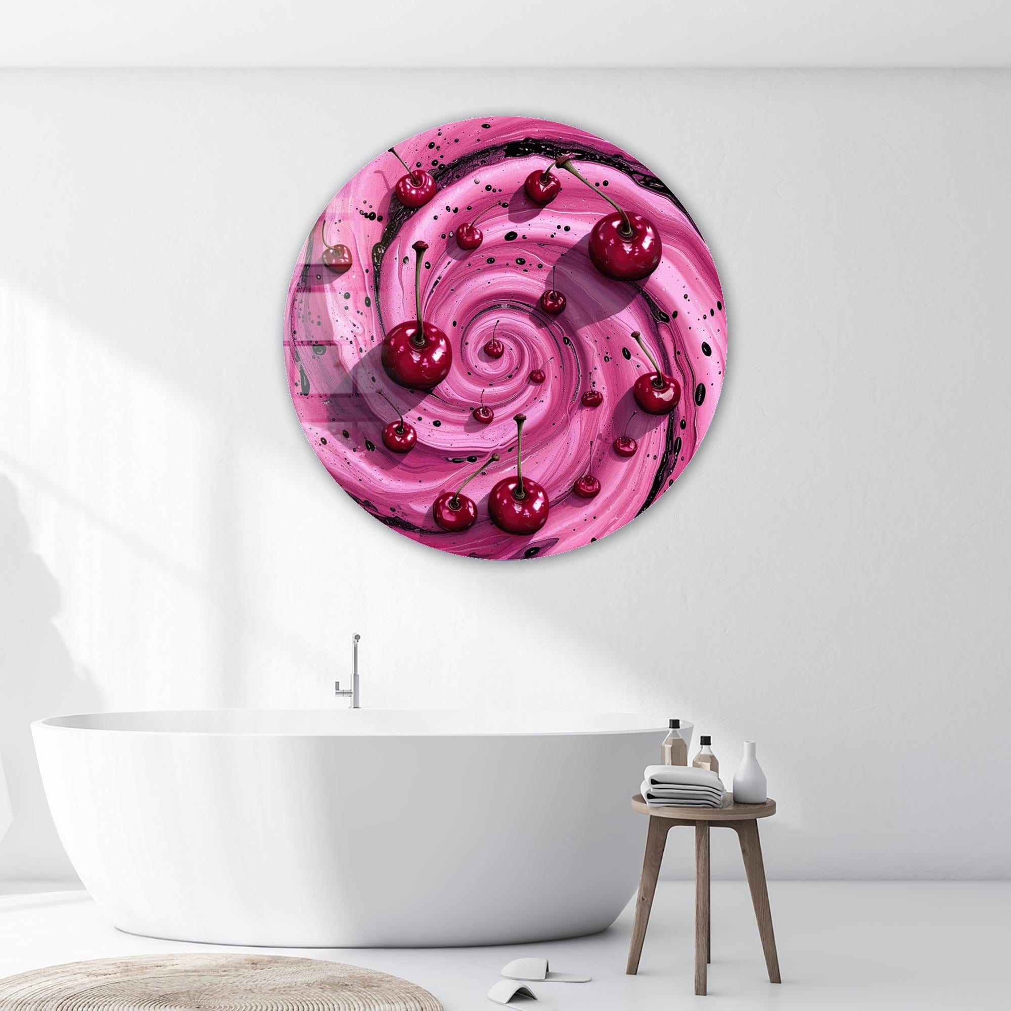 Artronauts Glass Print Cherry Swirl - Rounded Glass Wall Art