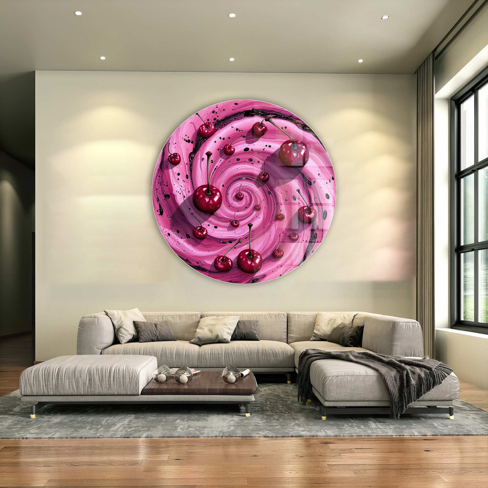 Cherry Swirl - Rounded Glass Wall Art