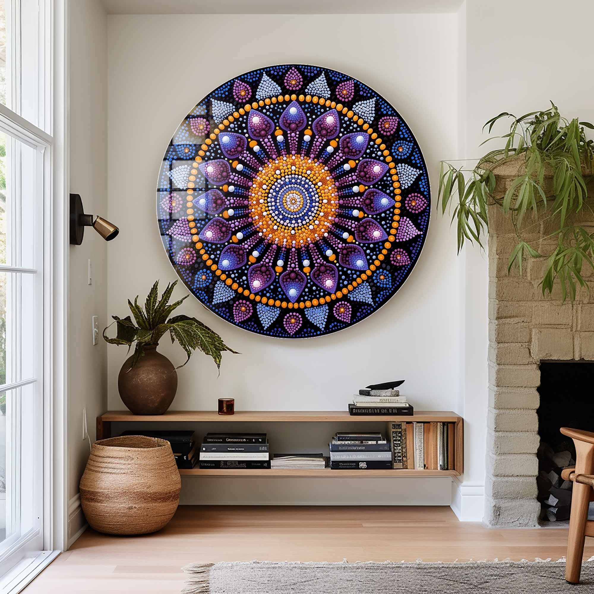 Mystic Mandala - Rounded Glass Wall Art
