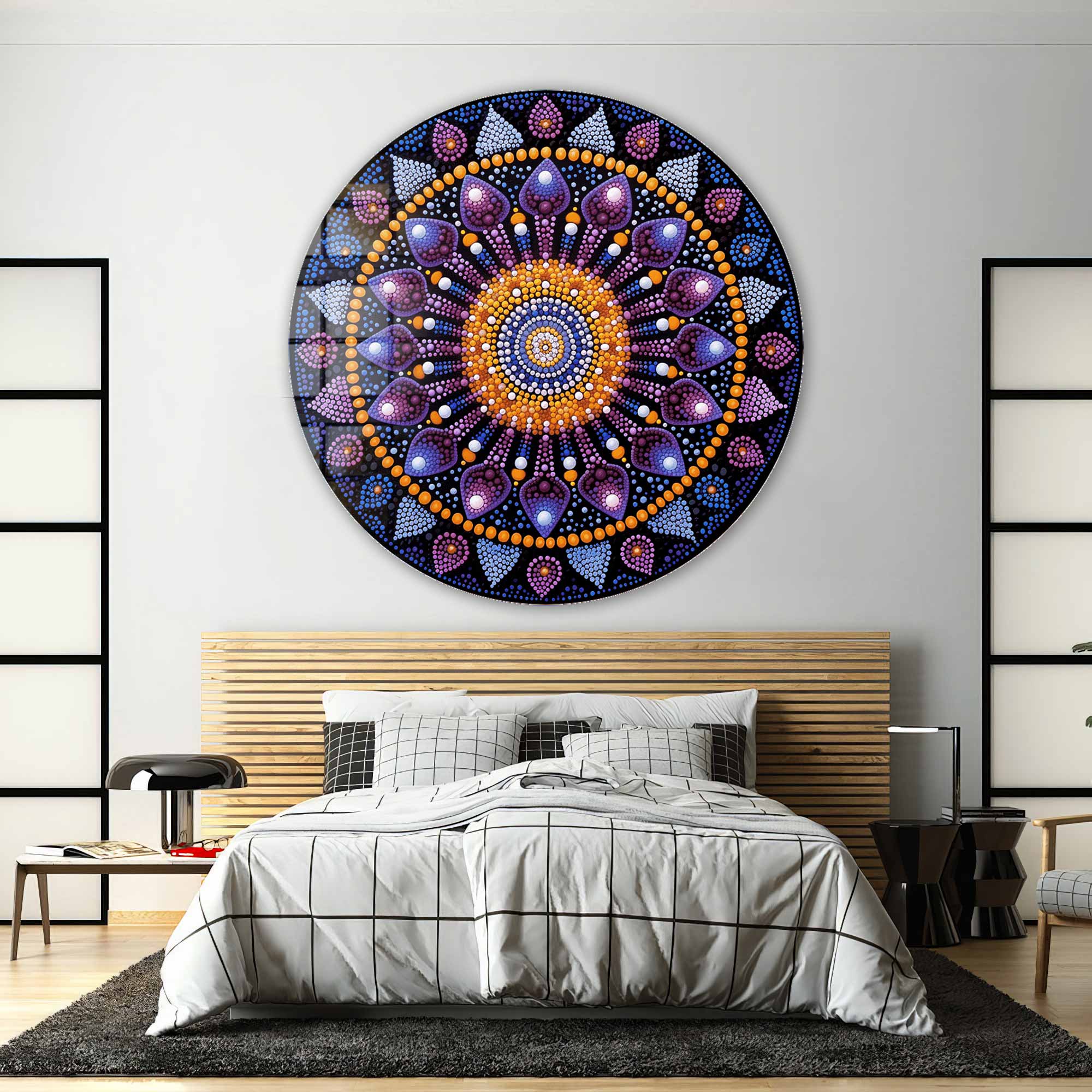 Artronauts Glass Print Mystic Mandala - Rounded Glass Wall Art