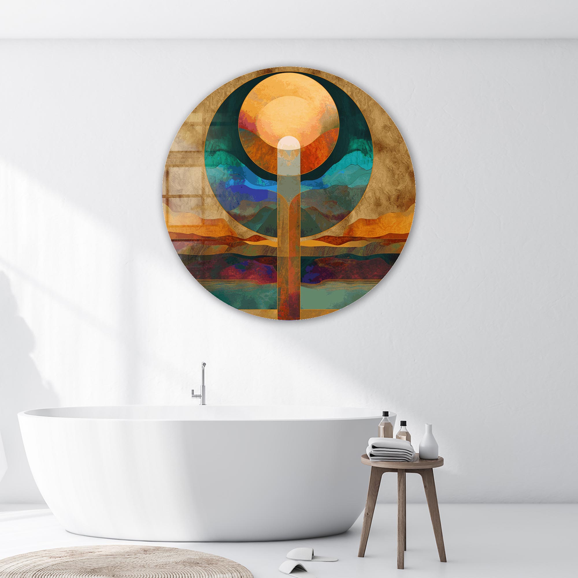 Layers of Sunset - Rounded Glass Wall Art