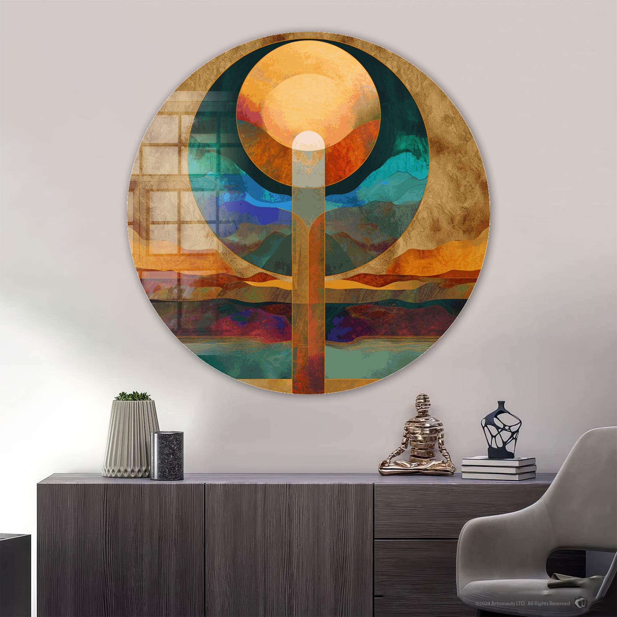 Layers of Sunset - Rounded Glass Wall Art