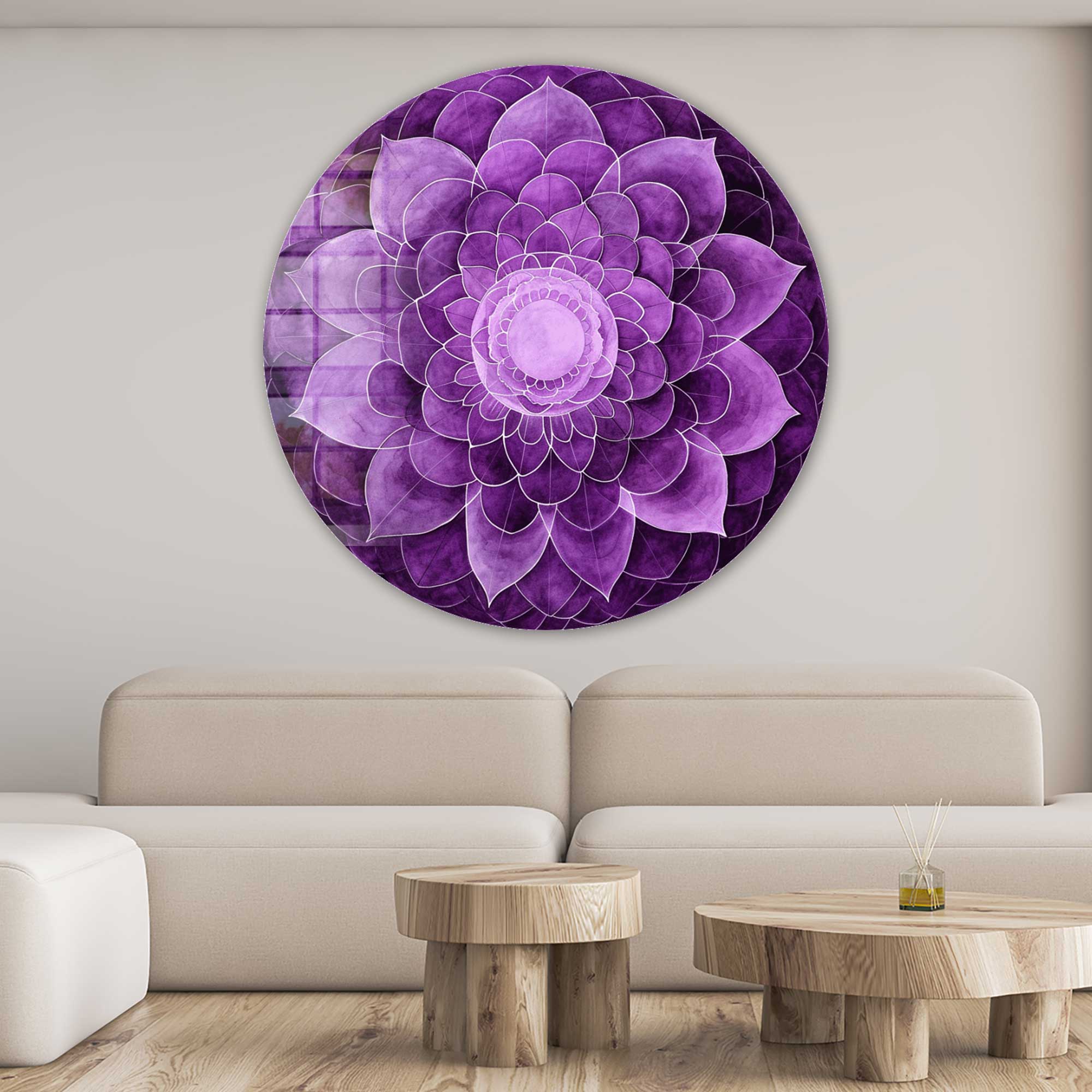 Artronauts Glass Print Purple Flower - Rounded Glass Wall Art