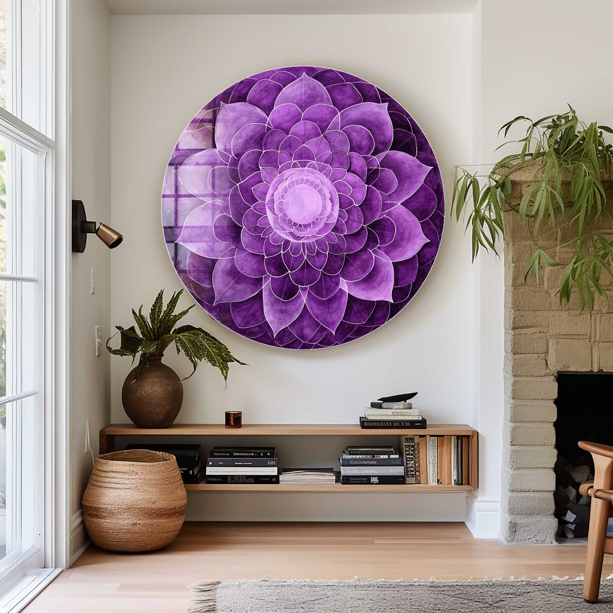 Artronauts Glass Print Purple Flower - Rounded Glass Wall Art