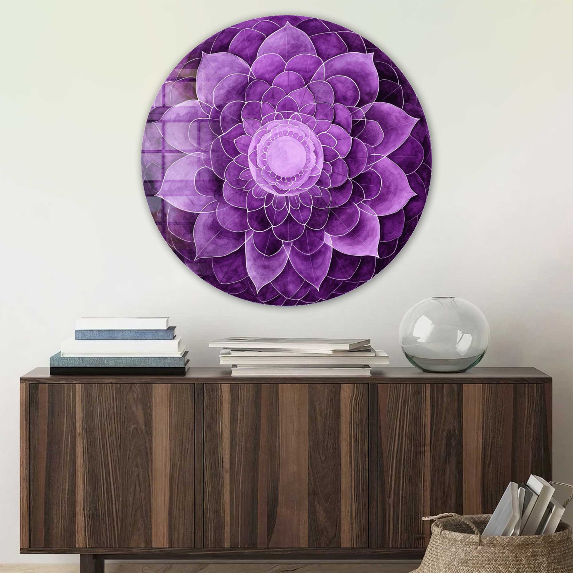 Artronauts Glass Print Purple Flower - Rounded Glass Wall Art