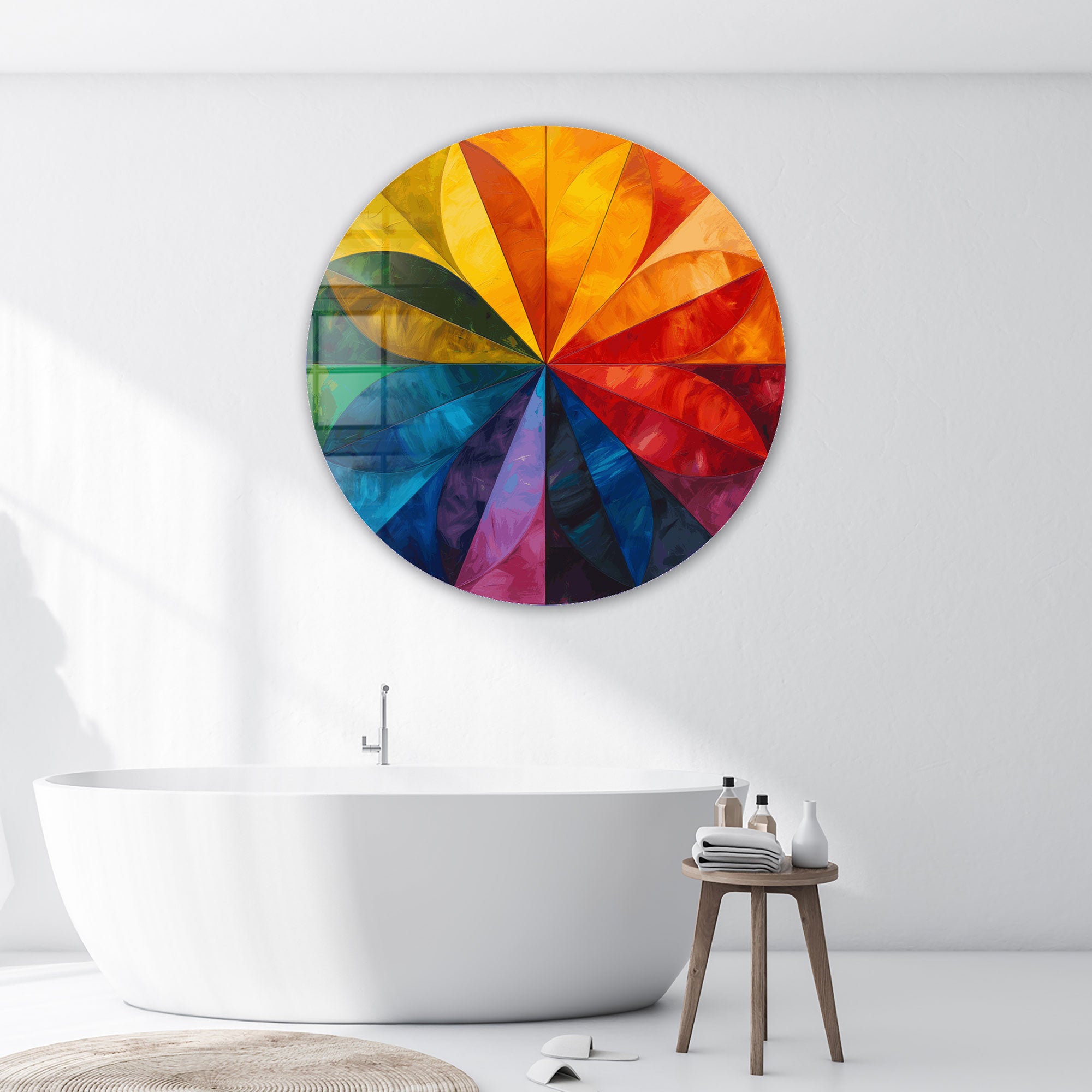 Colourful Flower - Rounded Glass Wall Art