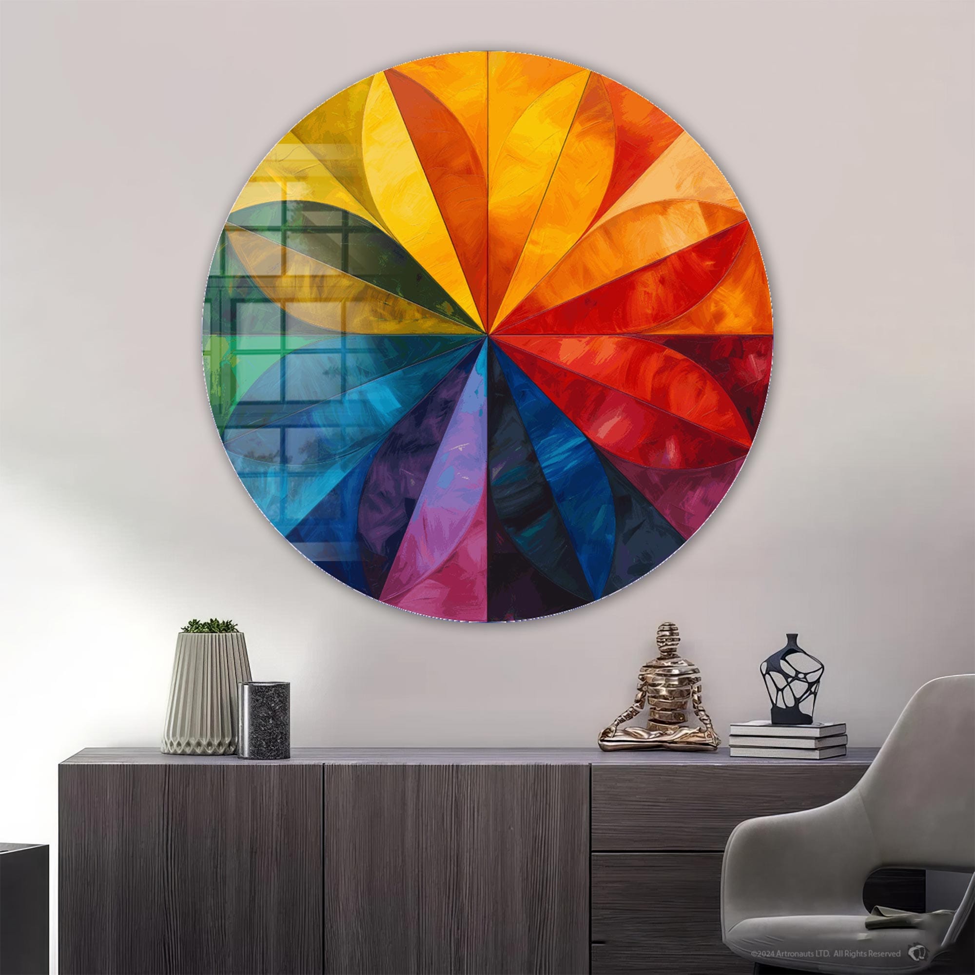 Artronauts Glass Print Colourful Flower - Rounded Glass Wall Art