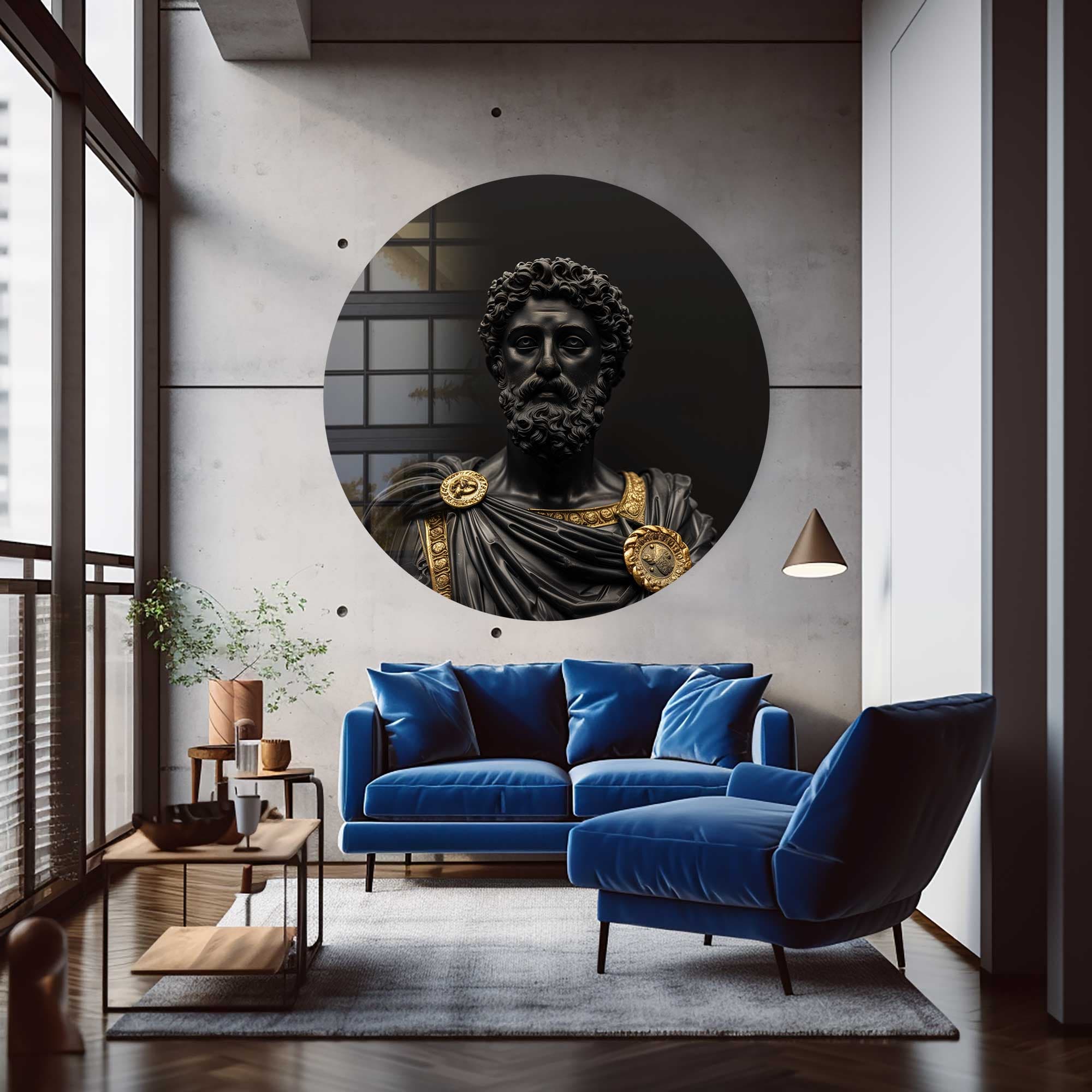 Artronauts Glass Print Marcus Aurelius Stoicism - Rounded Glass Wall Art