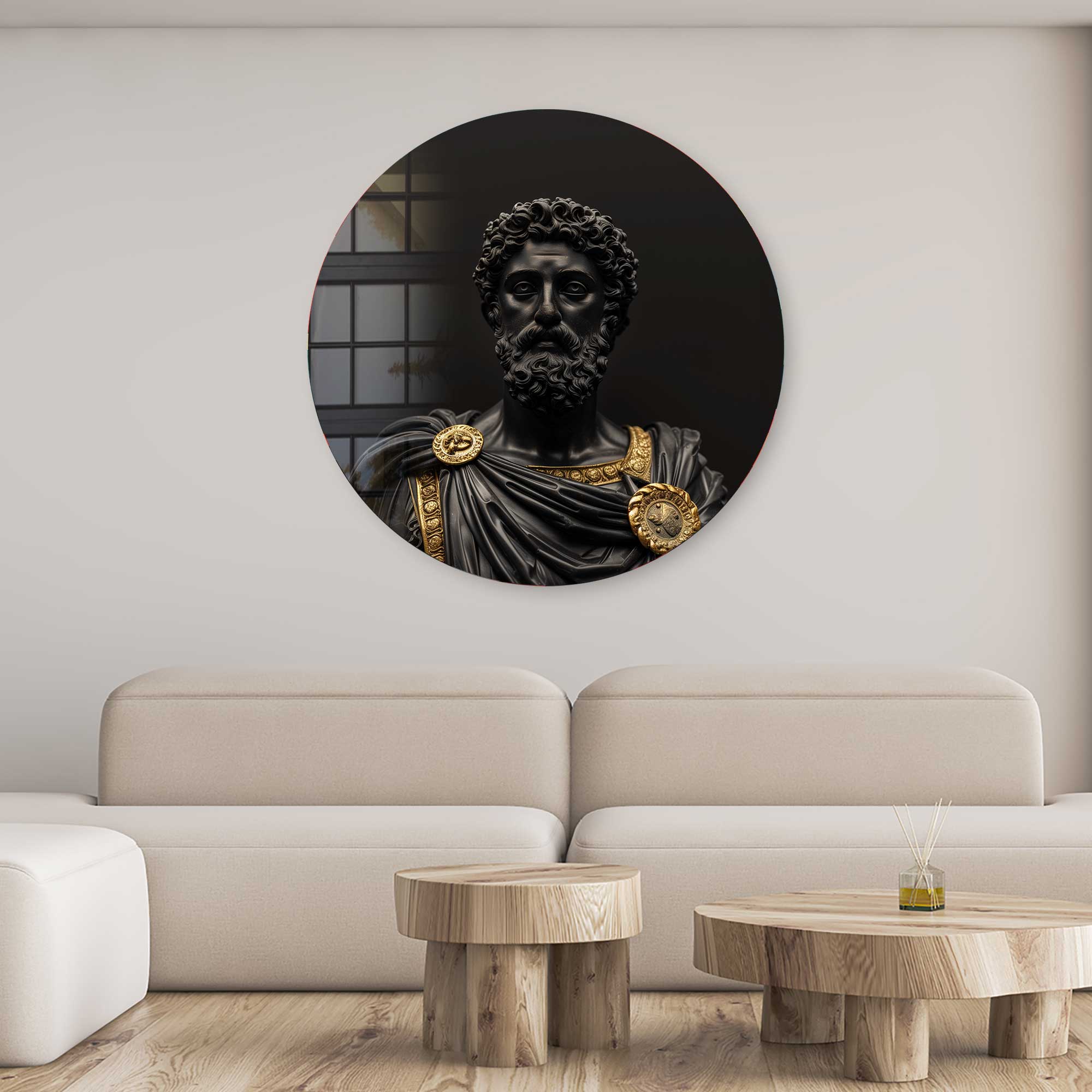Artronauts Glass Print Marcus Aurelius Stoicism - Rounded Glass Wall Art