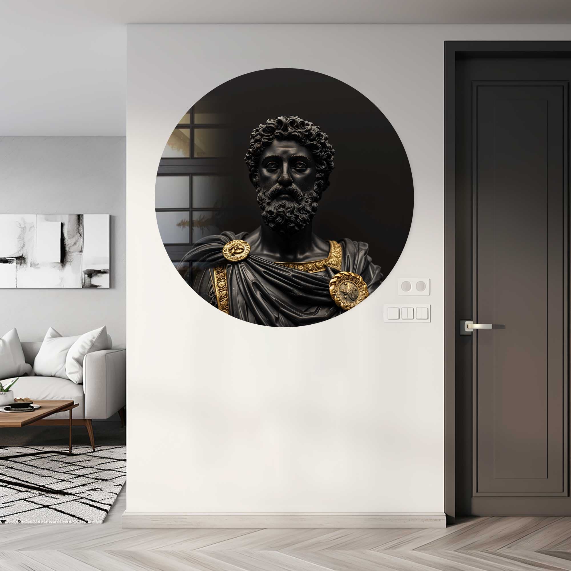 Artronauts Glass Print Marcus Aurelius Stoicism - Rounded Glass Wall Art