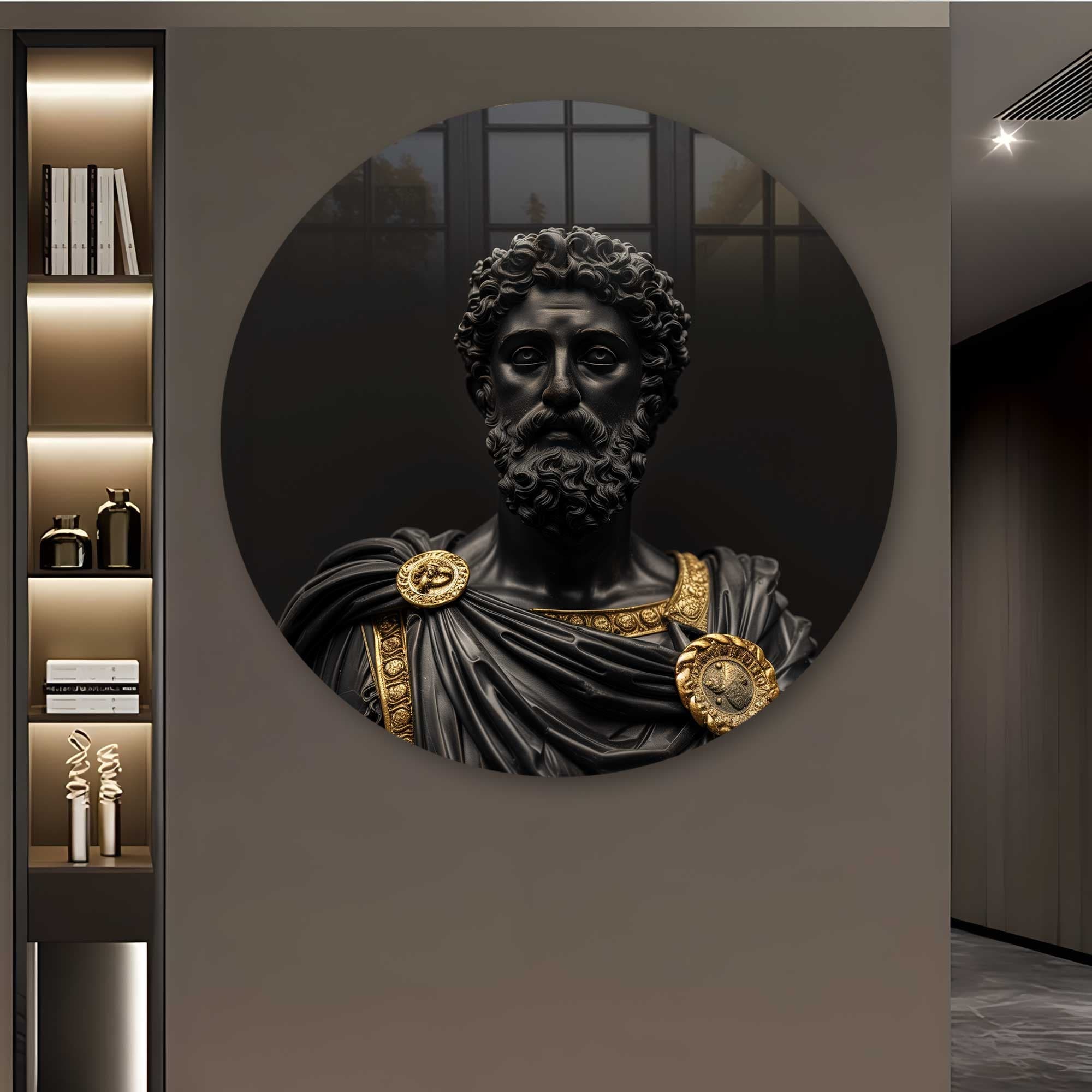 Artronauts Glass Print Marcus Aurelius Stoicism - Rounded Glass Wall Art