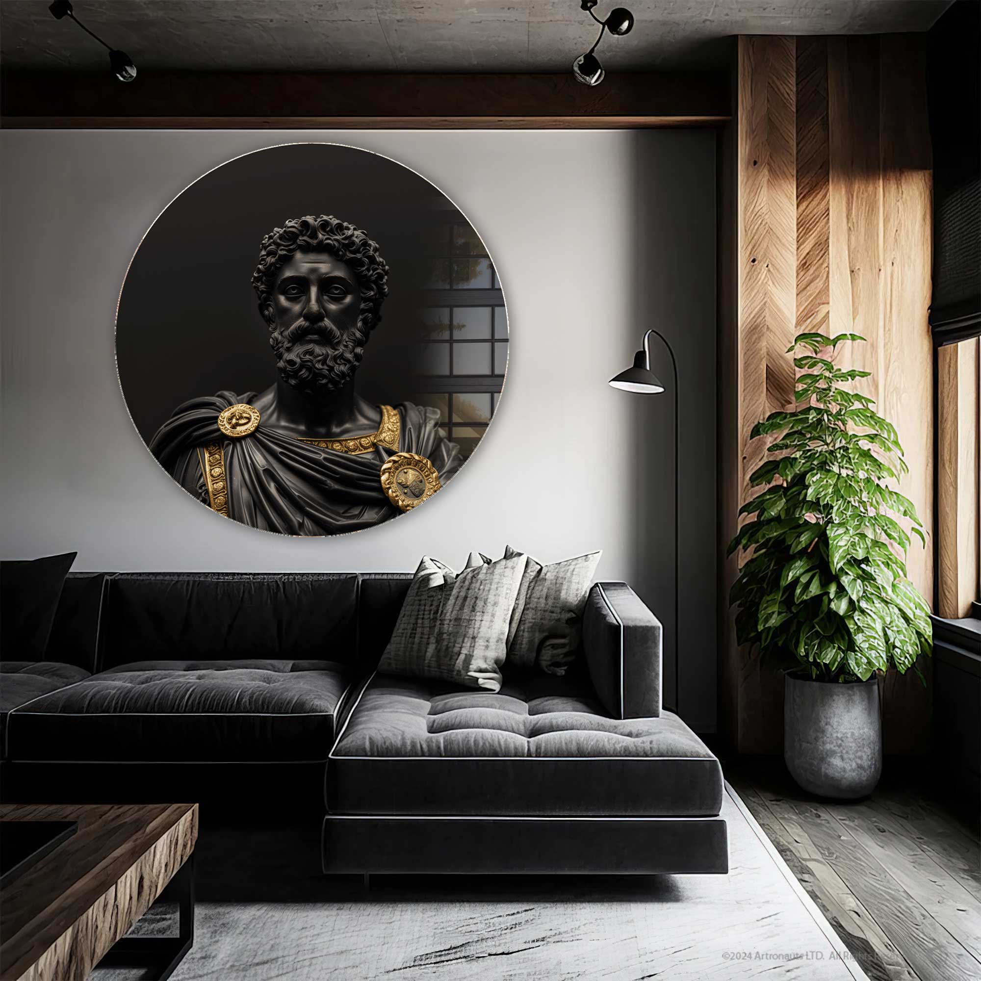 Artronauts Glass Print Marcus Aurelius Stoicism - Rounded Glass Wall Art