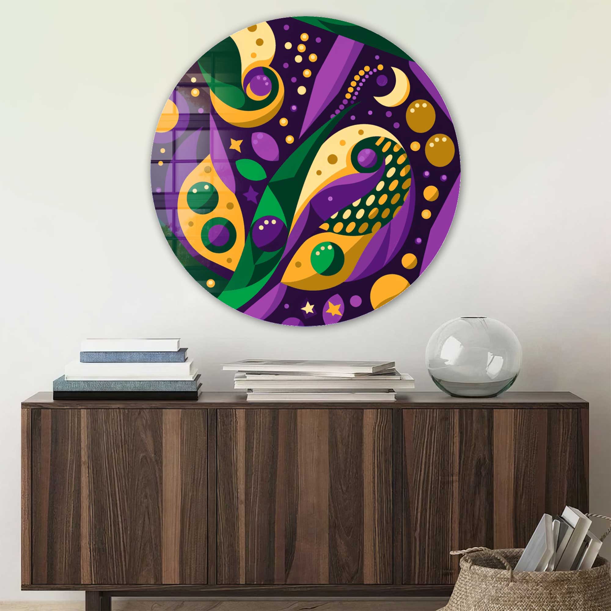 Artronauts Glass Print Geometric Purple - Rounded Glass Wall Art