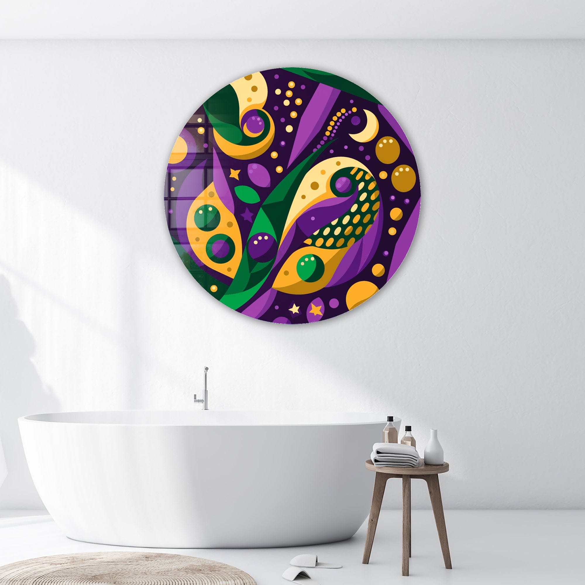 Artronauts Glass Print Geometric Purple - Rounded Glass Wall Art