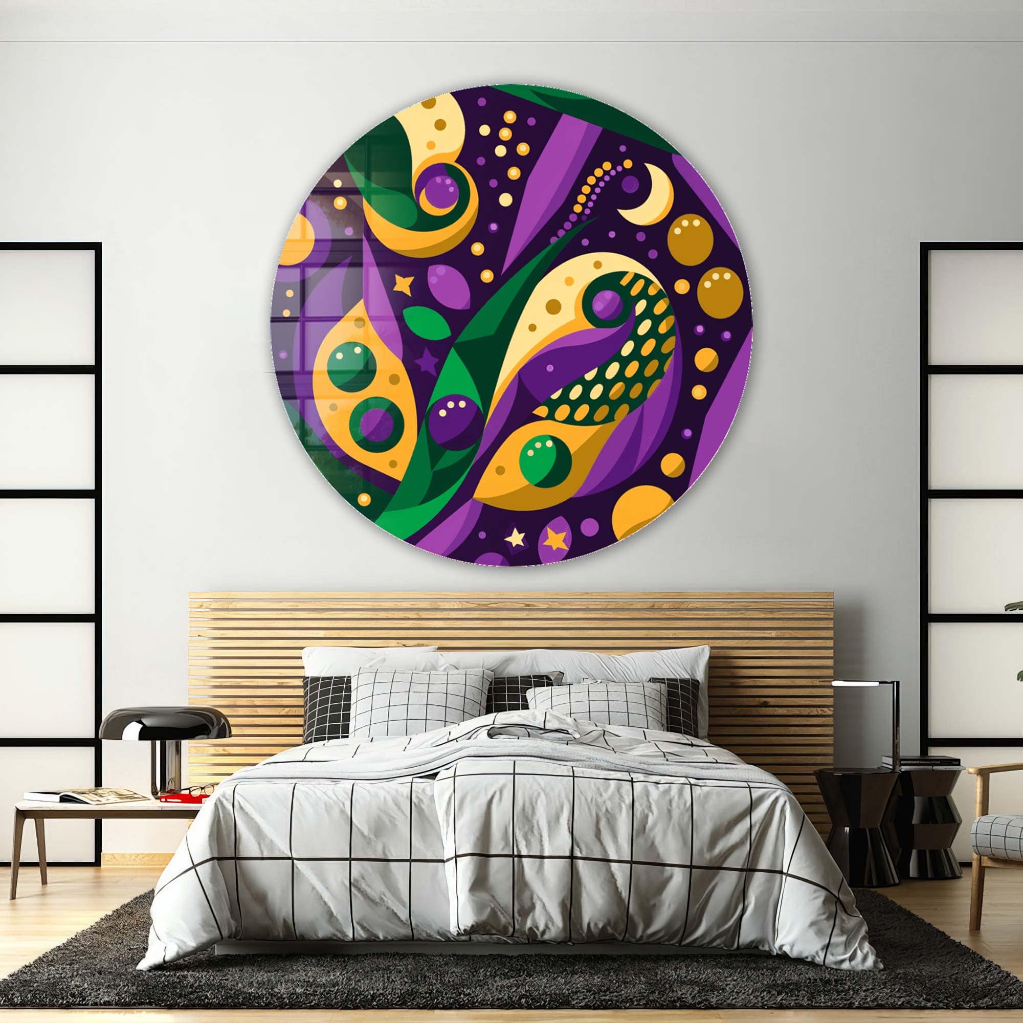 Artronauts Glass Print Geometric Purple - Rounded Glass Wall Art