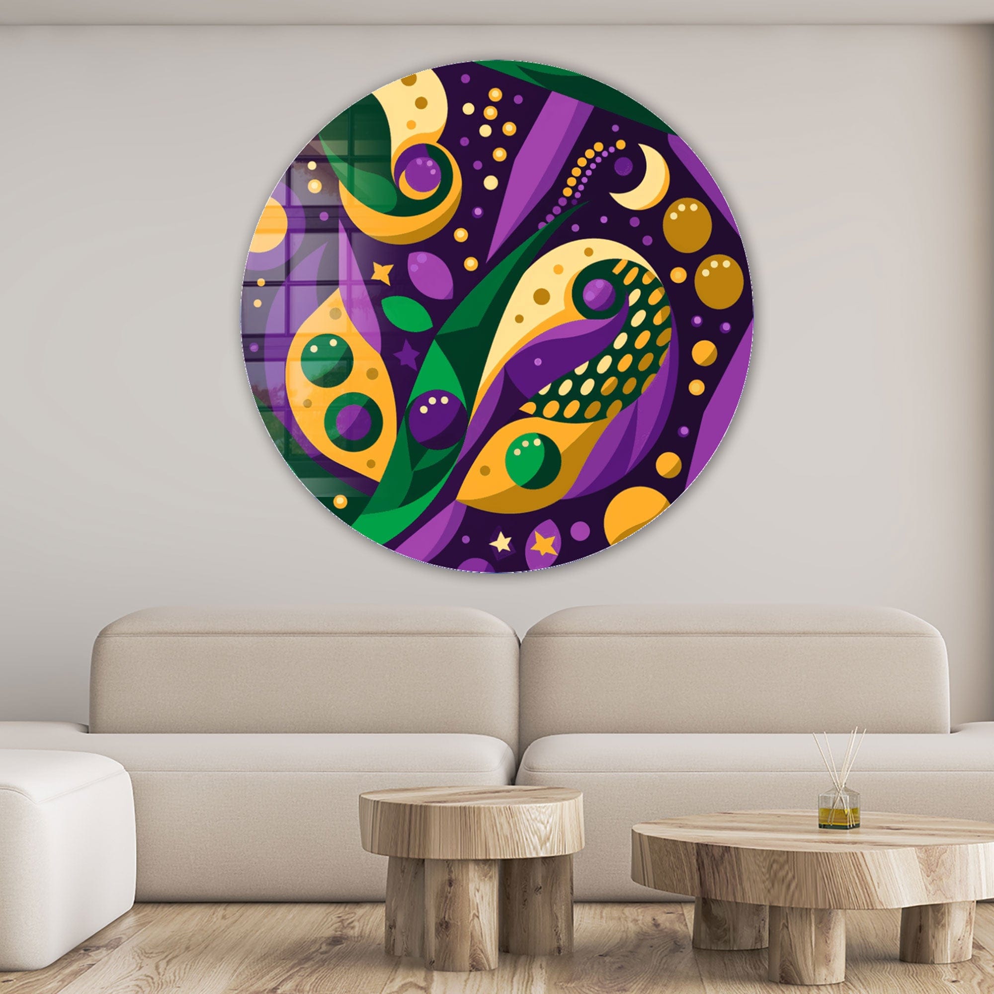 Artronauts Glass Print Geometric Purple - Rounded Glass Wall Art