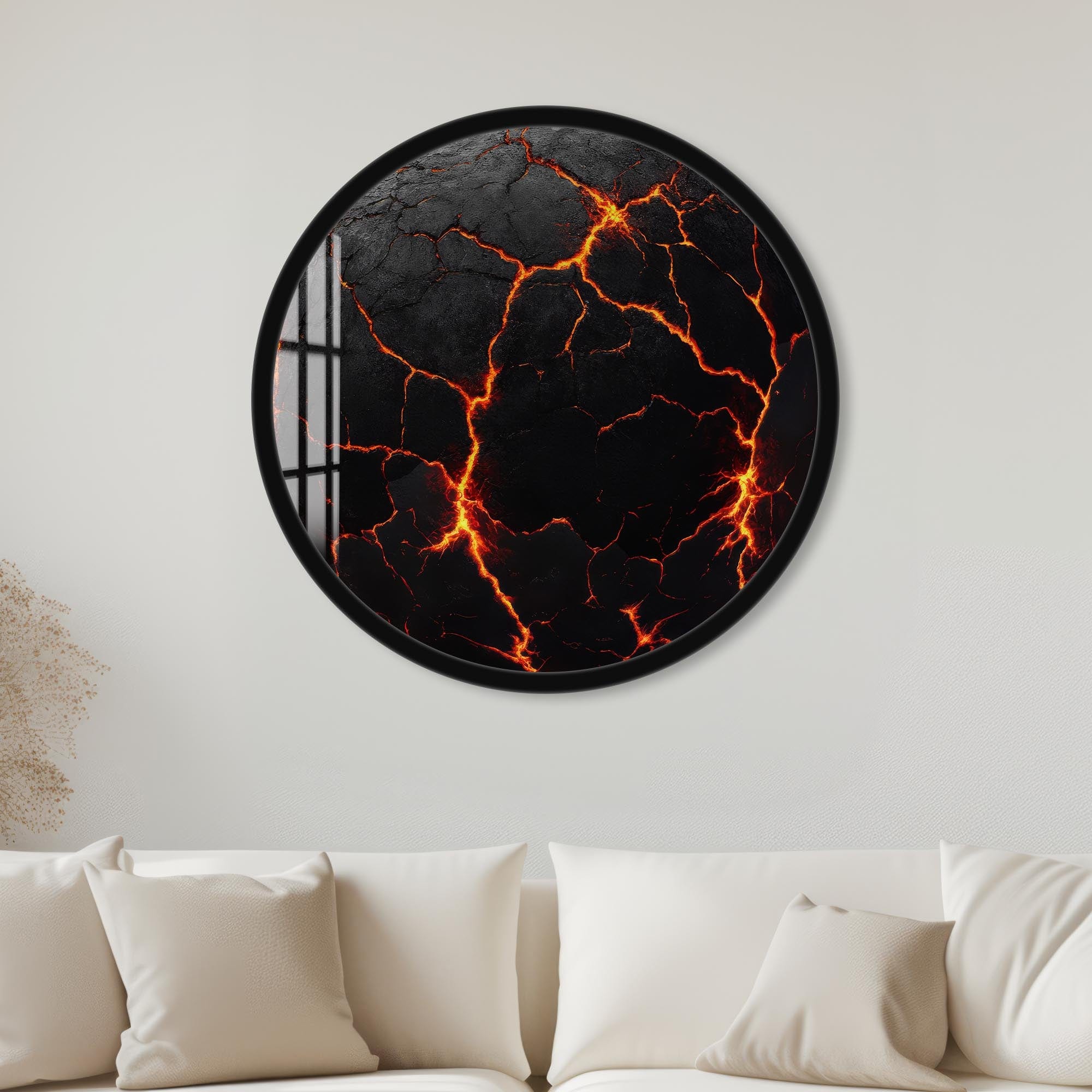 Artronauts Glass Print 40 cm ⌀ | 15.7" / Black The Lava - Rounded Glass Wall Art