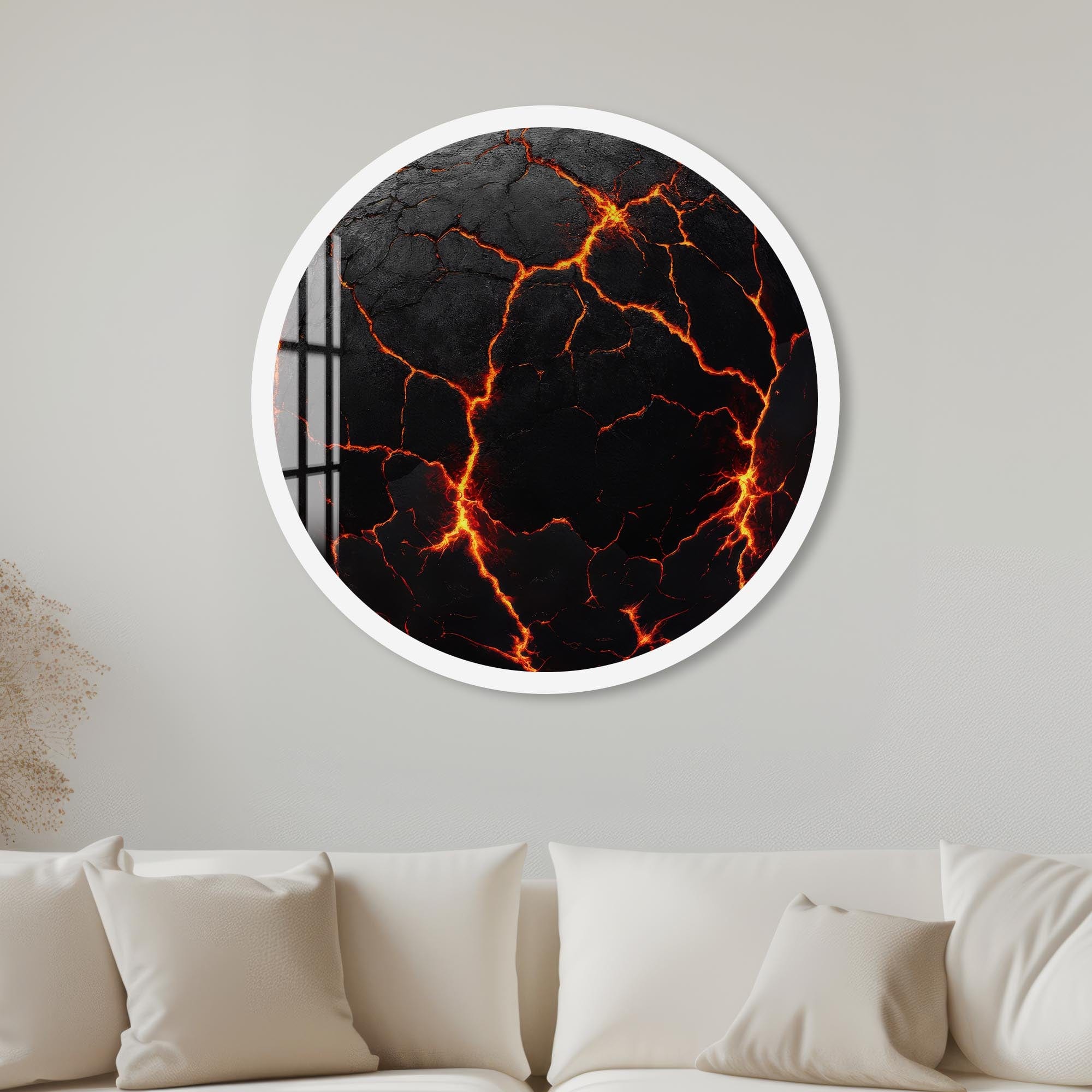 Artronauts Glass Print 40 cm ⌀ | 15.7" / White The Lava - Rounded Glass Wall Art
