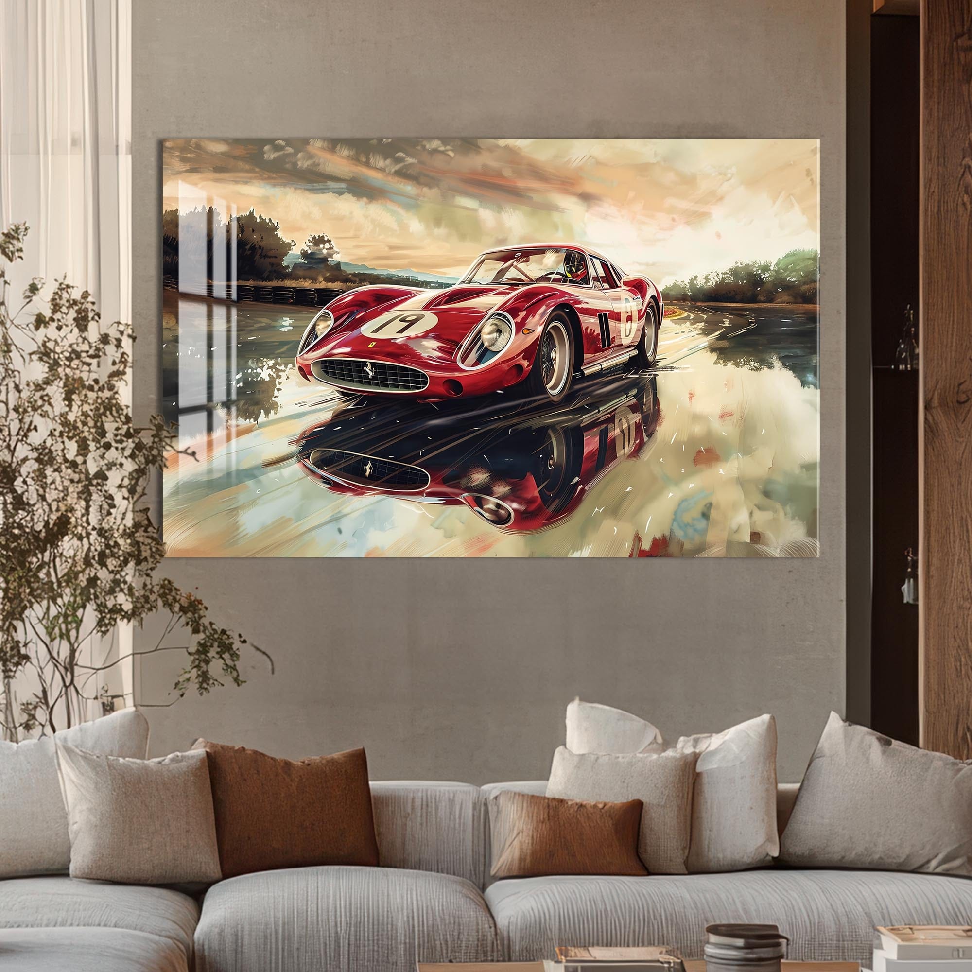 Artronauts Glass Print Classic Racing Car –Tempered Glass Wall Art
