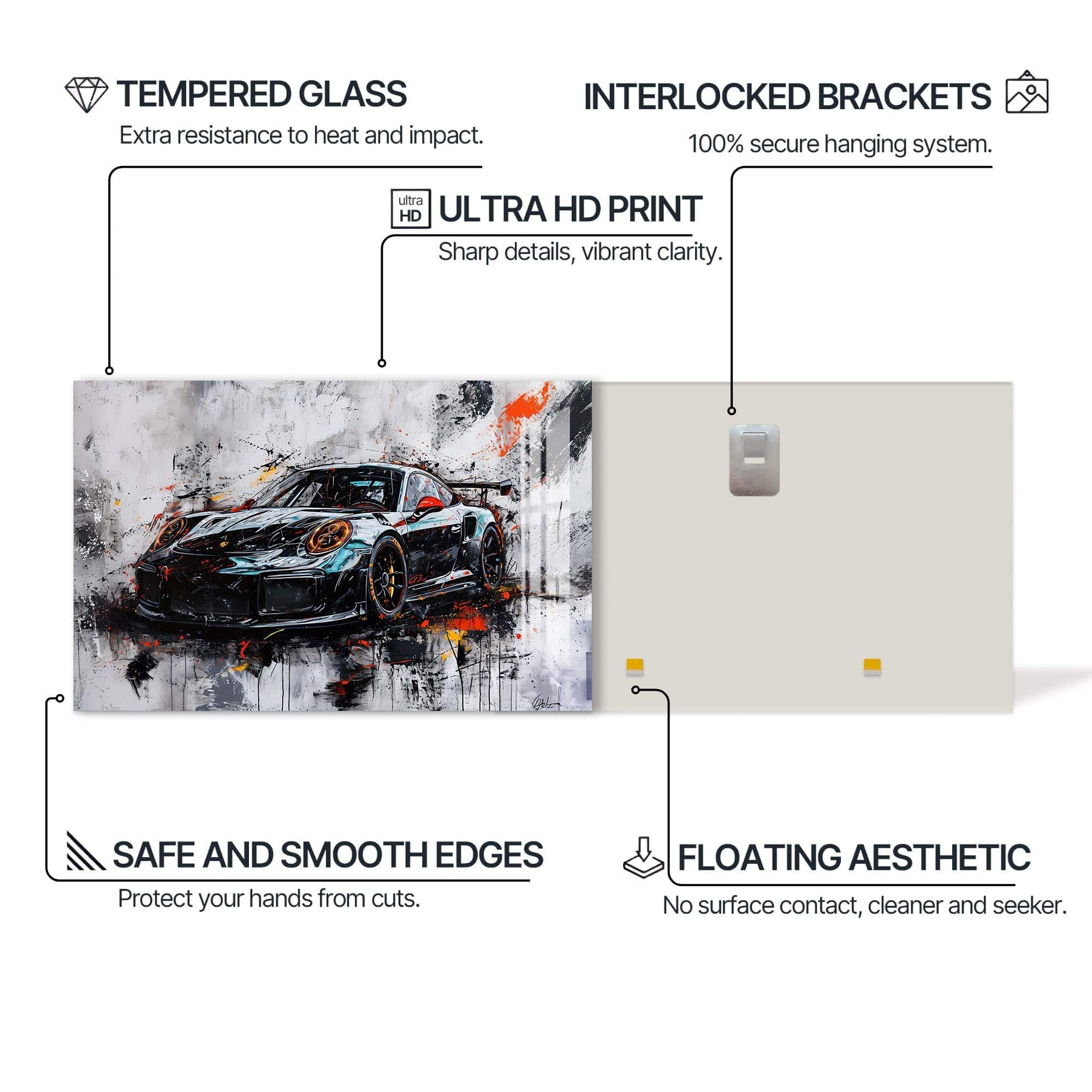 Artronauts Glass Print Abstract Supercar Power – Contemporary Glass Wall Art