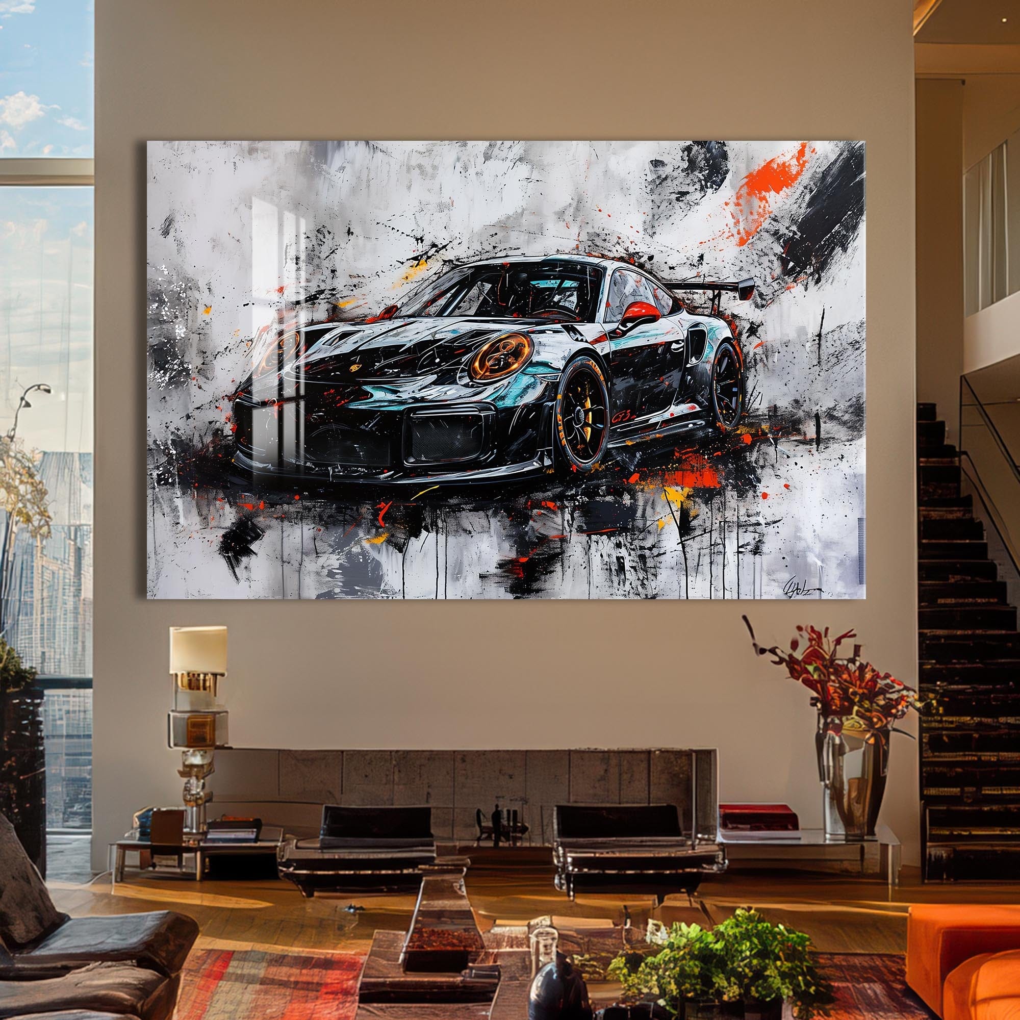 Artronauts Glass Print Abstract Supercar Power – Contemporary Glass Wall Art