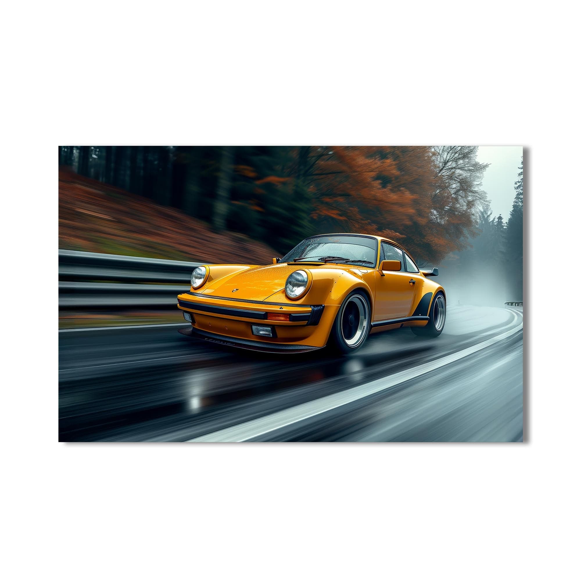 Artronauts Glass Print Yellow Classic Sports Car–Tempered Glass Wall Art