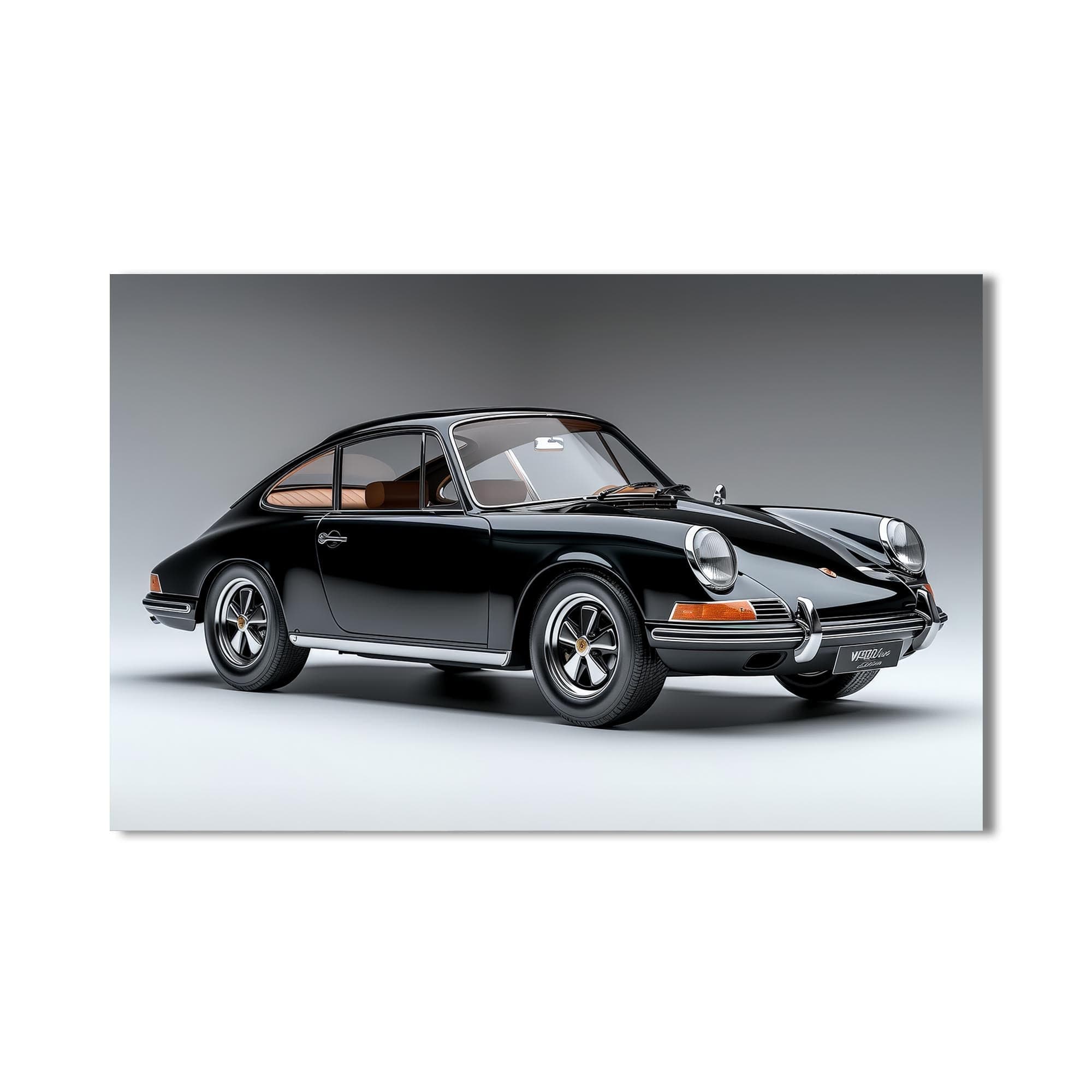 Artronauts Glass Print Classic Black Sports Car-Tempered Glass Wall Art
