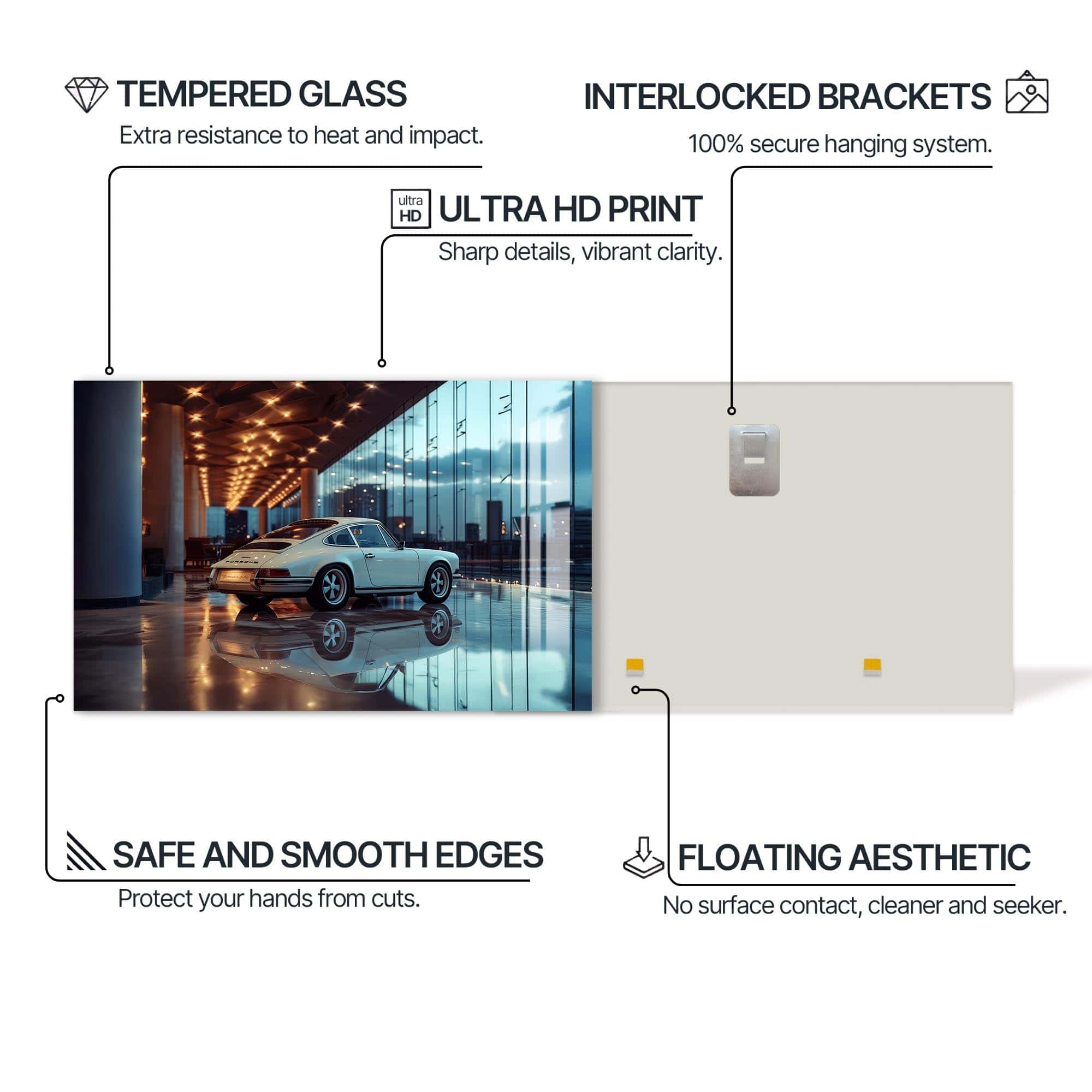 Artronauts Glass Print Vintage Sports Car-Tempered Glass Wall Art