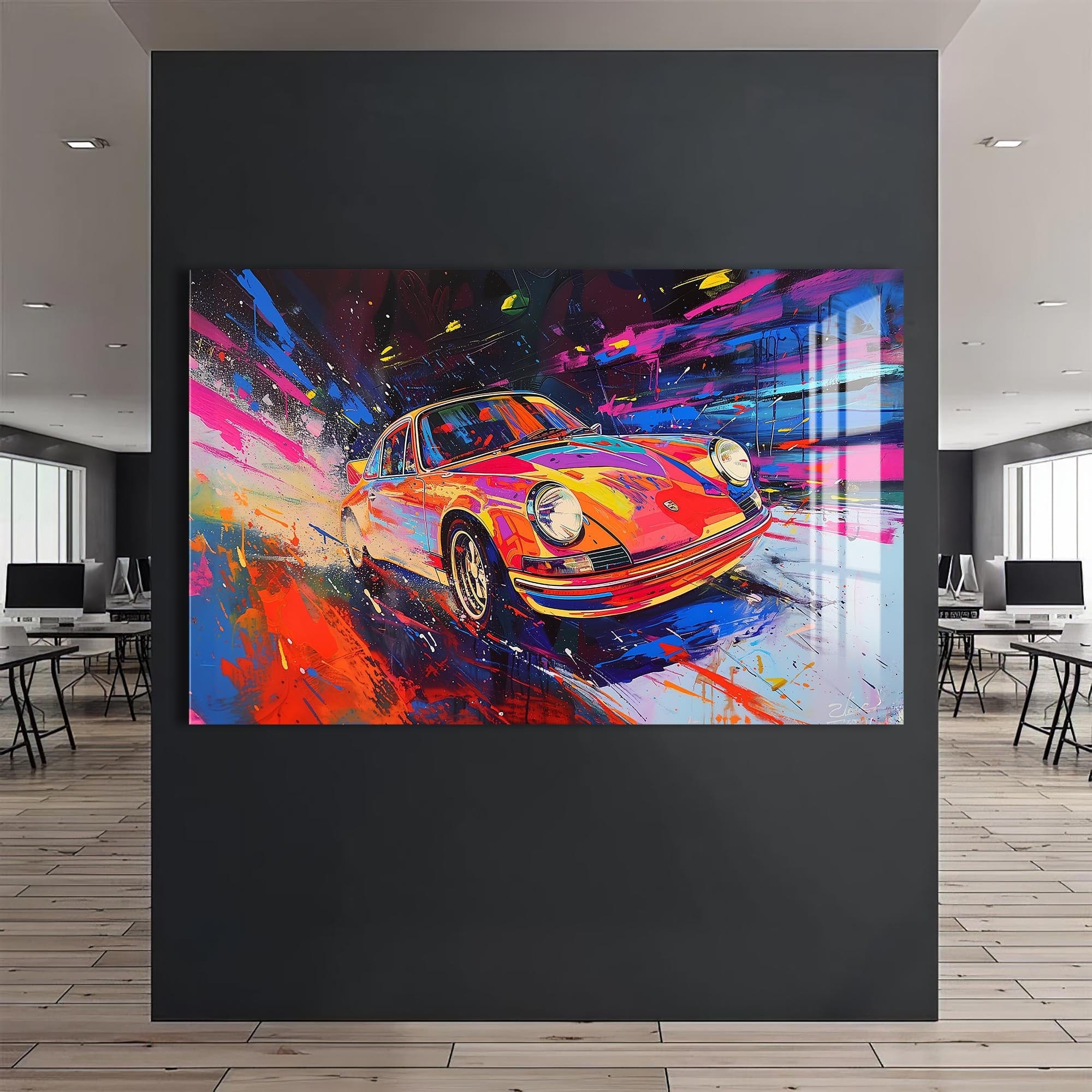 Artronauts Glass Print Colour Burst Classic – Retro Car Glass Wall Art