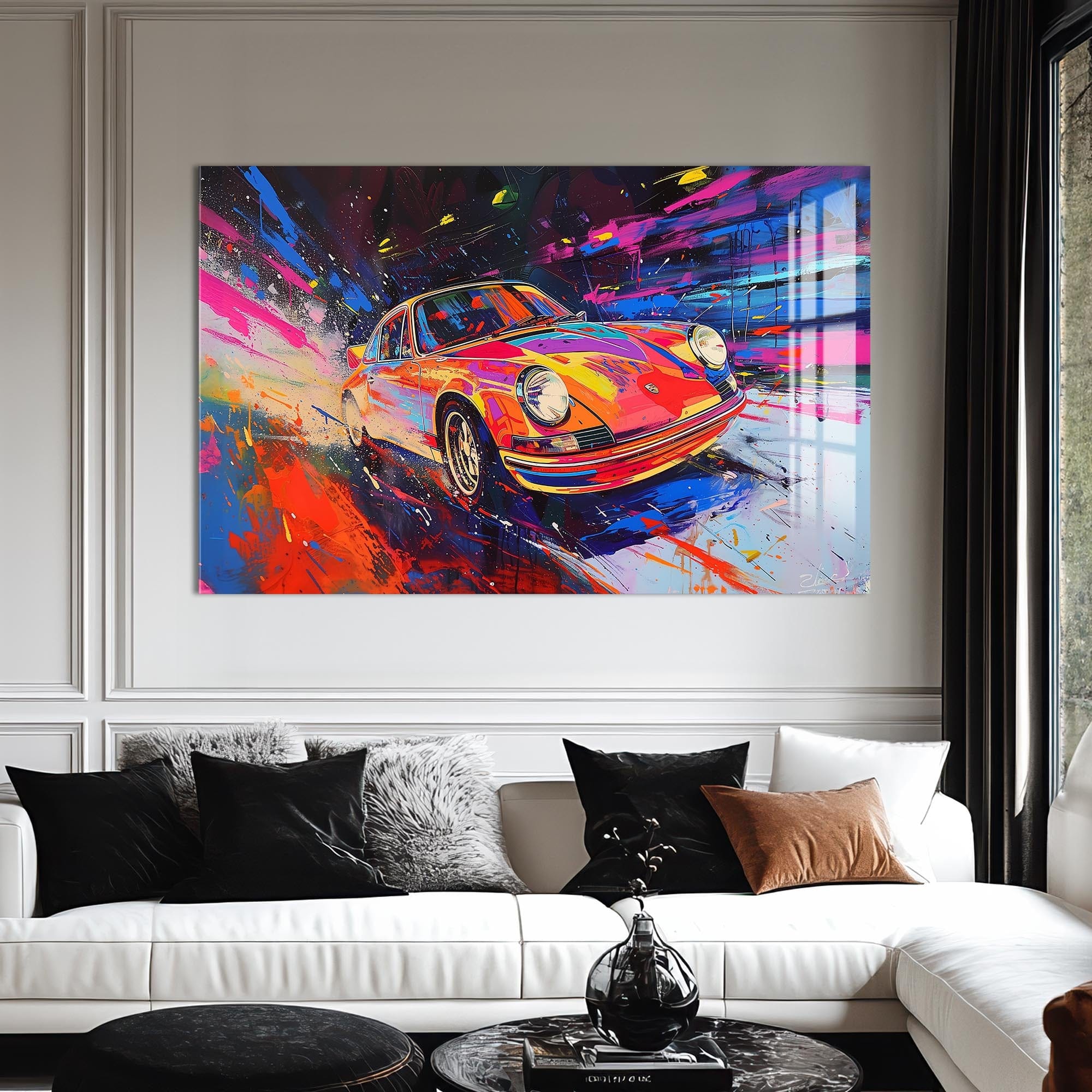 Artronauts Glass Print Colour Burst Classic – Retro Car Glass Wall Art