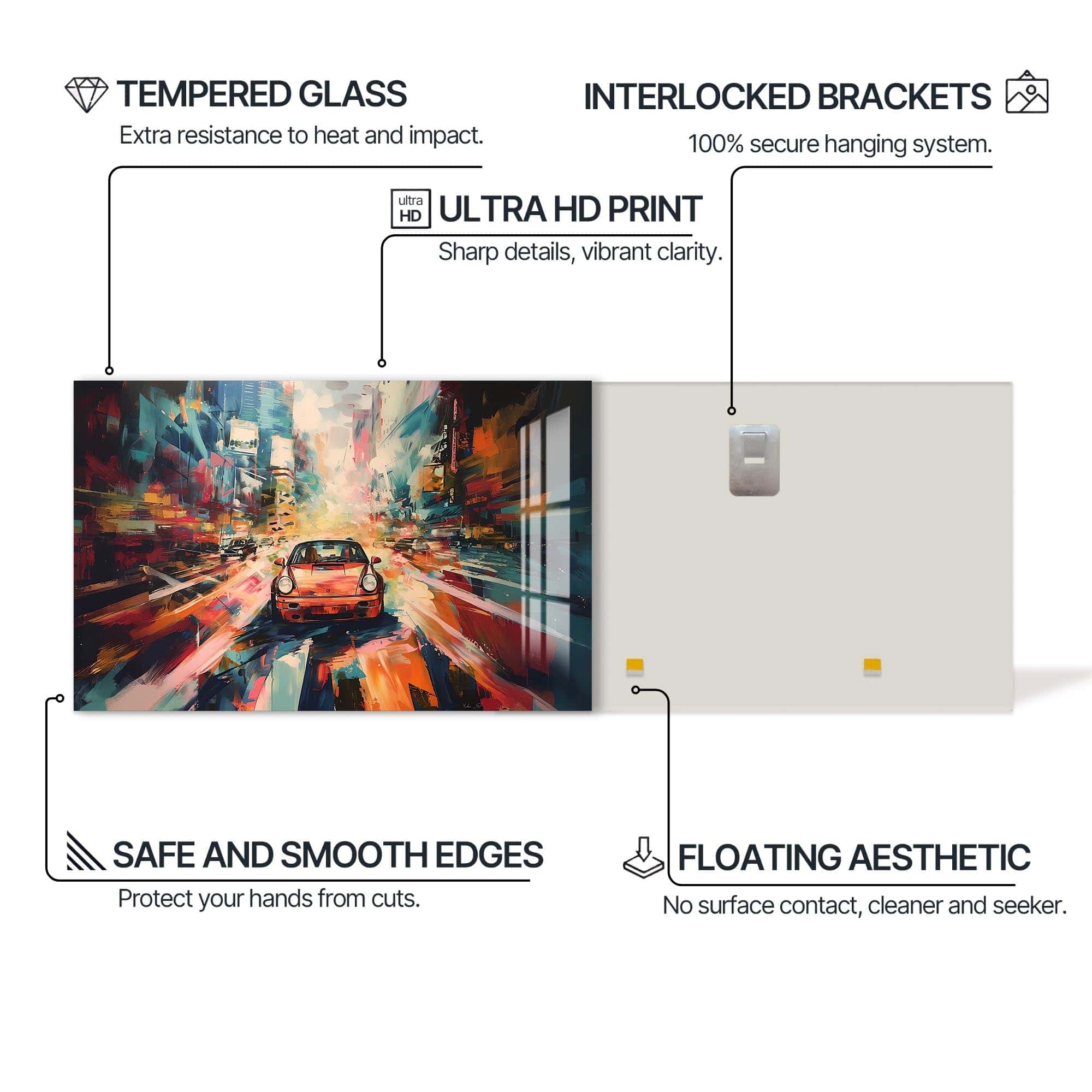 Artronauts Glass Print Urban Motion Drive – Abstract City Car Glass Art